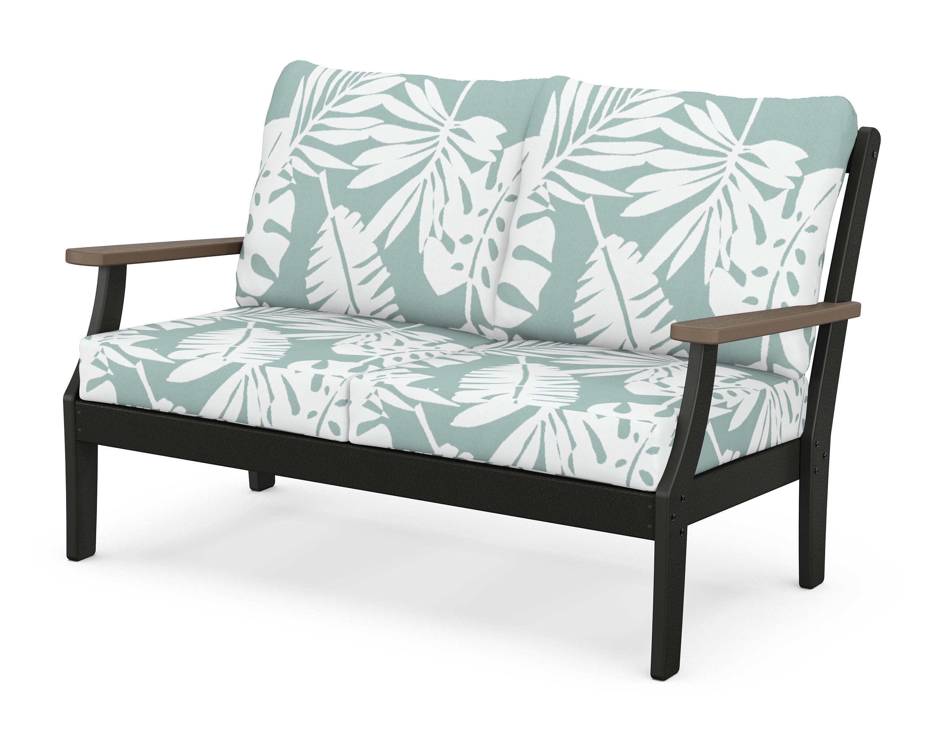 POLYWOOD® Braxton Deep Seating Loveseat in Black / Kona / Leaf Glacier Spa