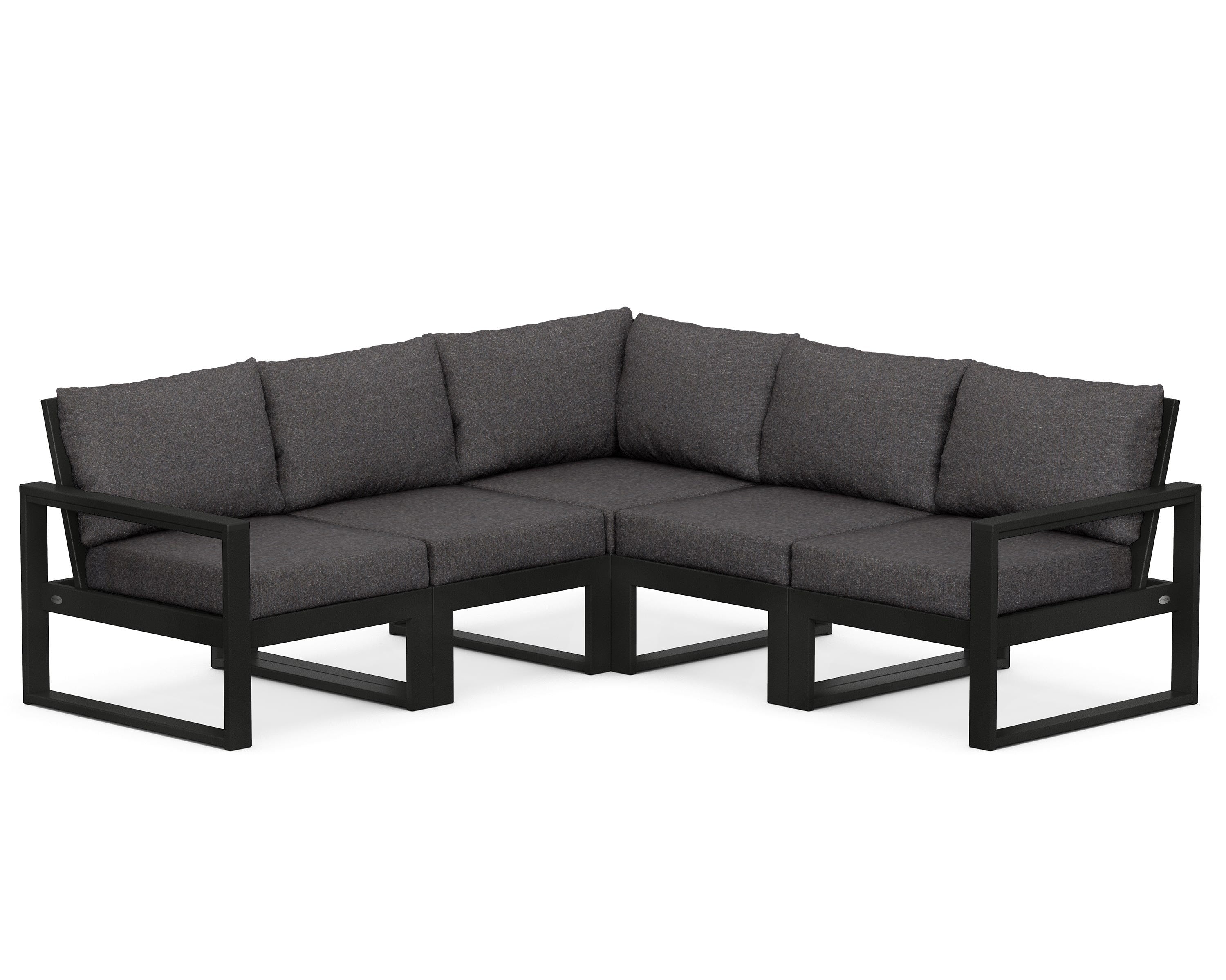 POLYWOOD® EDGE 5-Piece Modular Deep Seating Set in Black / Ash Charcoal