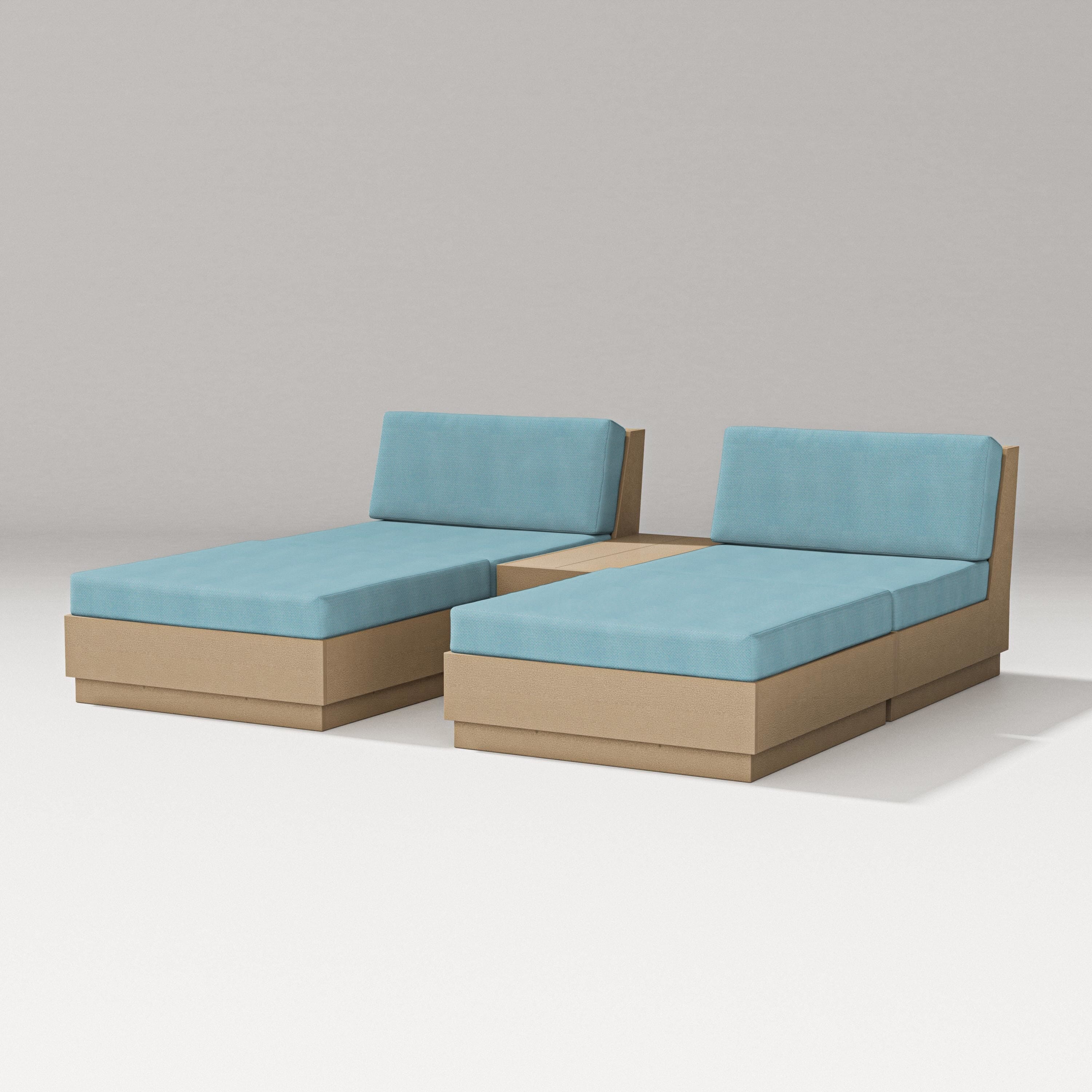 PW Designer Series Elevate Double Chaise Set in Vintage Sahara / Lattice Sky Blue