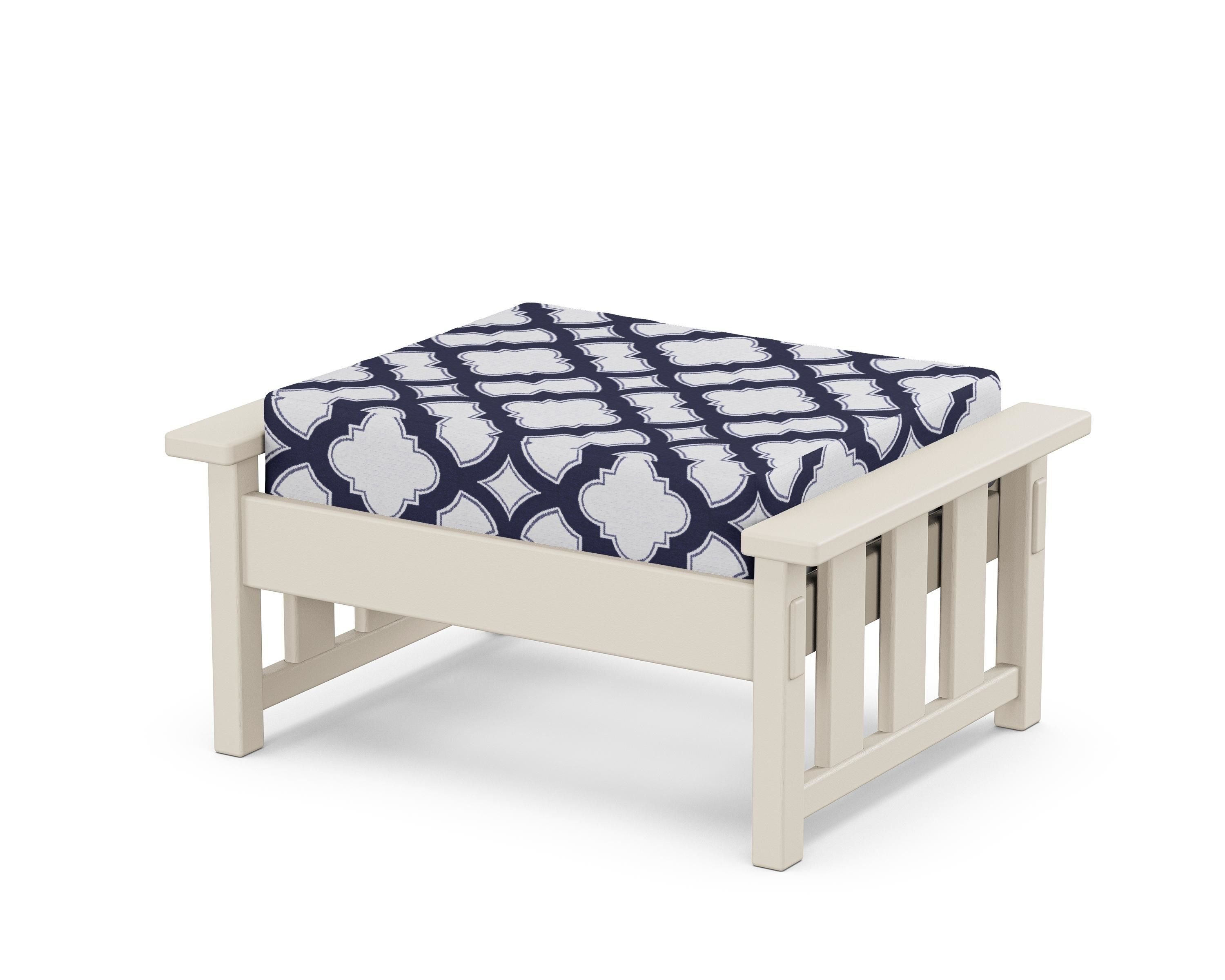 Martha Stewart by POLYWOOD® Acadia Deep Seating Ottoman in Sand / Trellis Navy