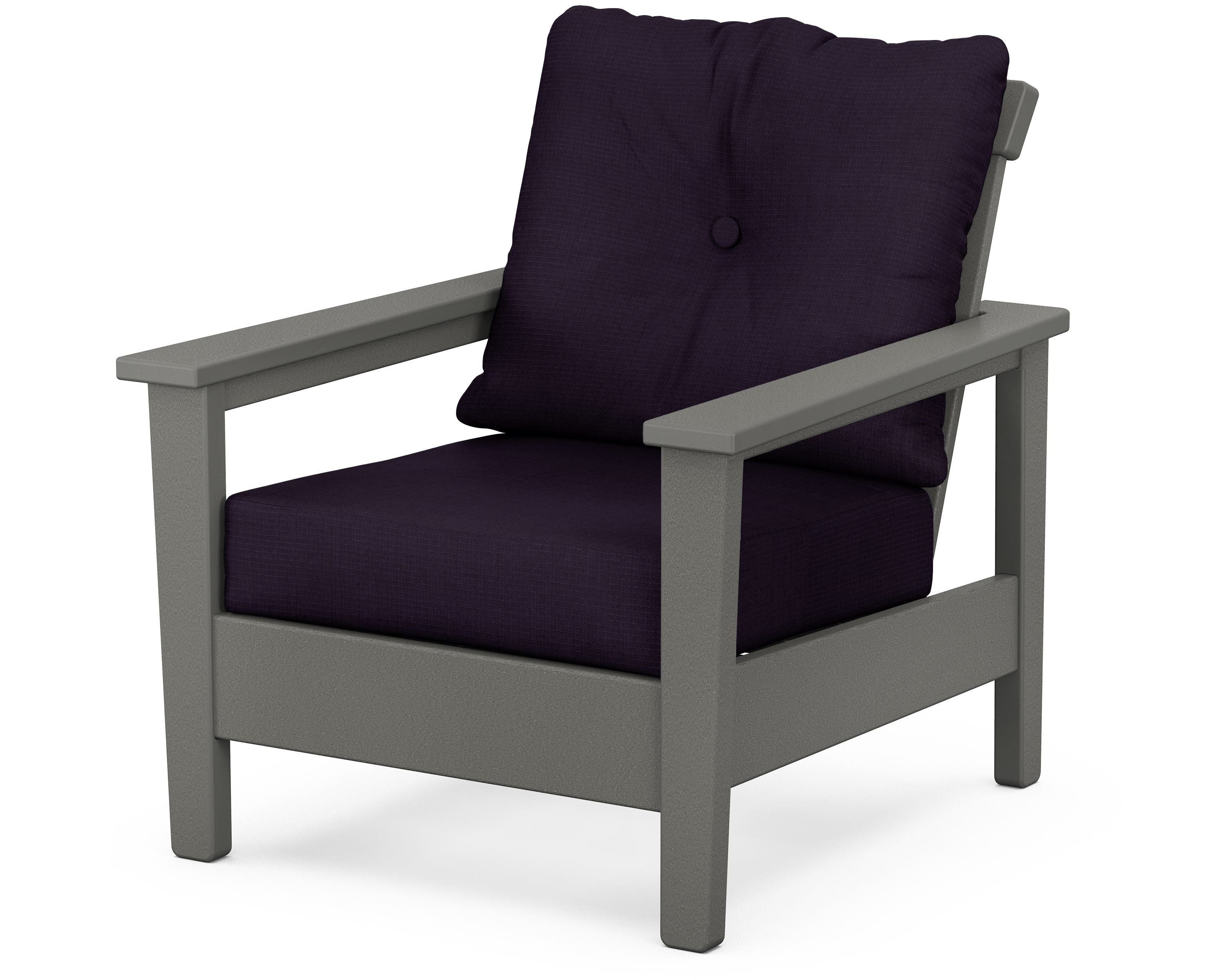 POLYWOOD® Prescott Deep Seating Chair in Slate Grey / Navy Linen