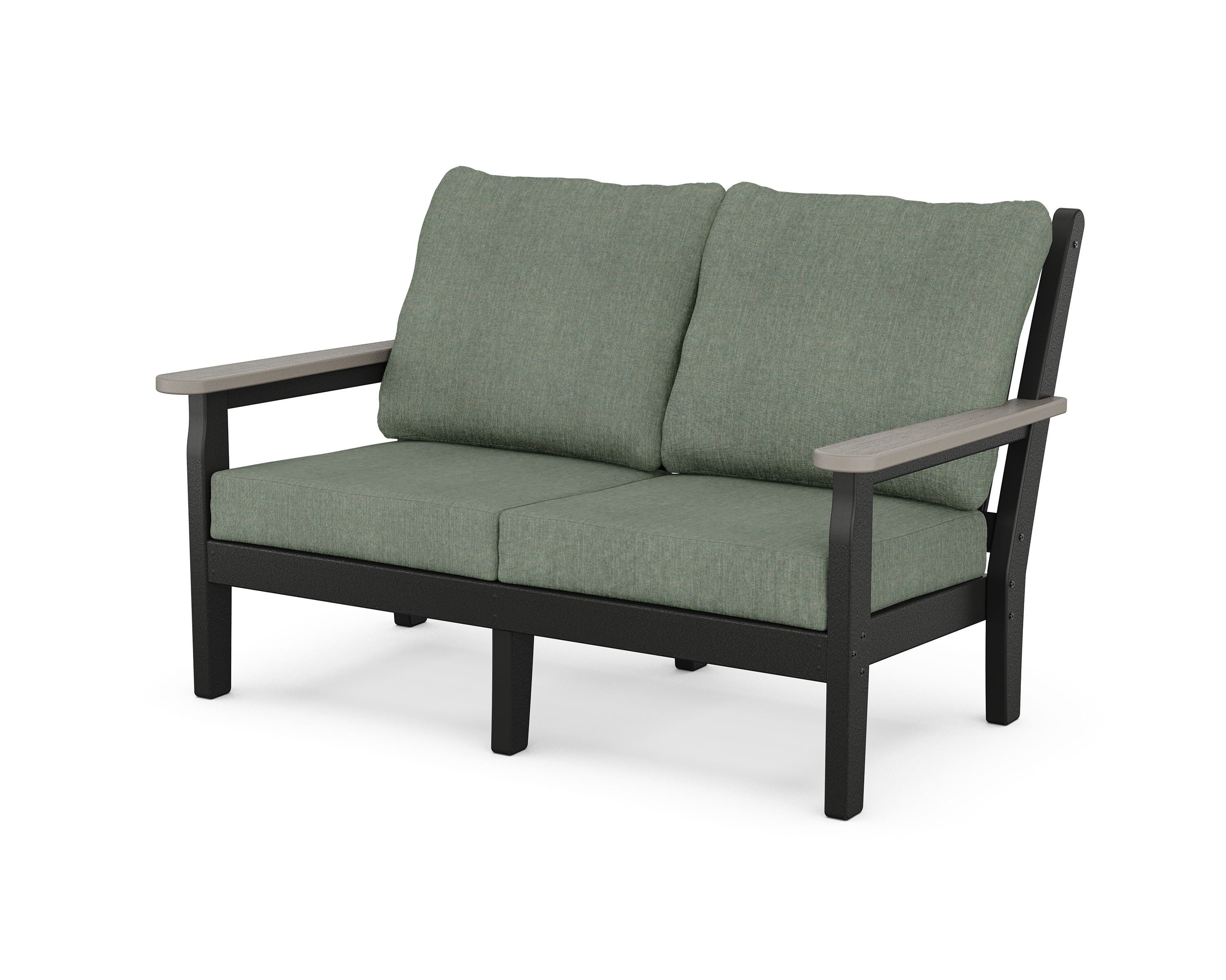 POLYWOOD® Chippendale Deep Seating Loveseat in Black / Driftwood / Cast Sage