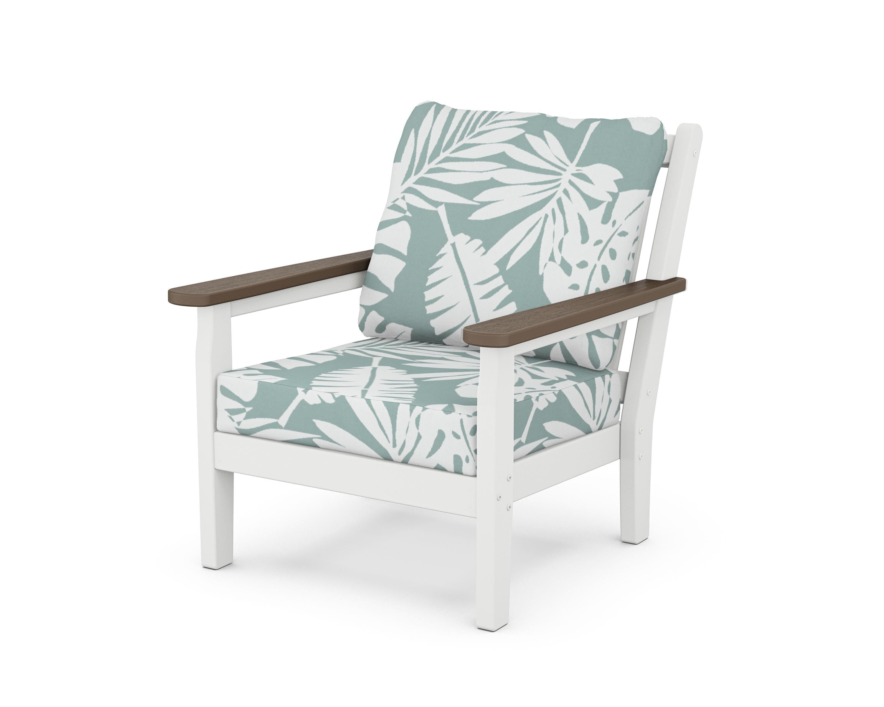 POLYWOOD® Chippendale Deep Seating Chair in White / Kona / Leaf Glacier Spa
