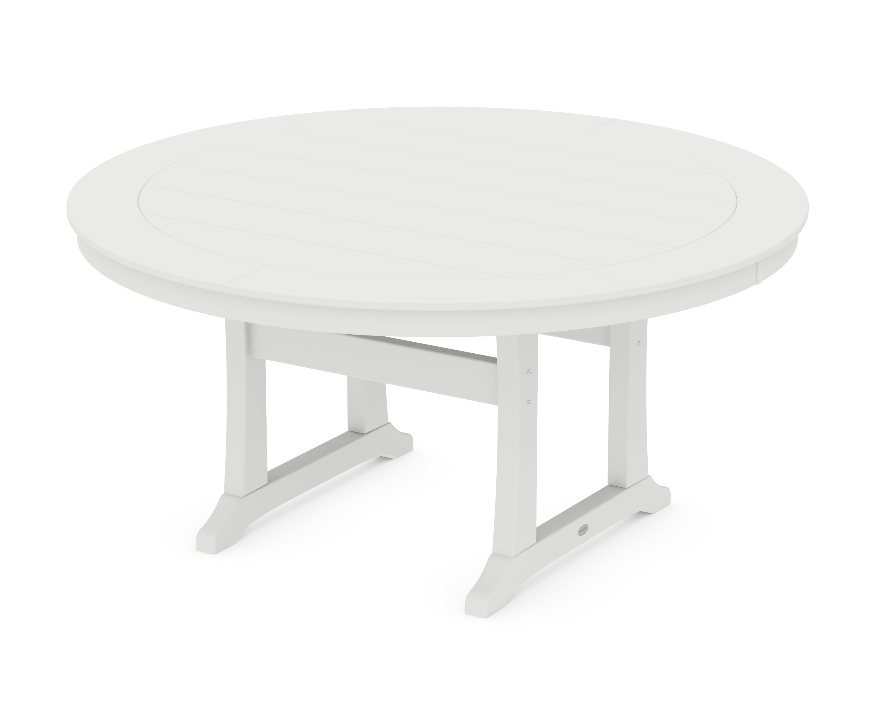 POLYWOOD® Nautical Trestle 60" Round Dining Table in White