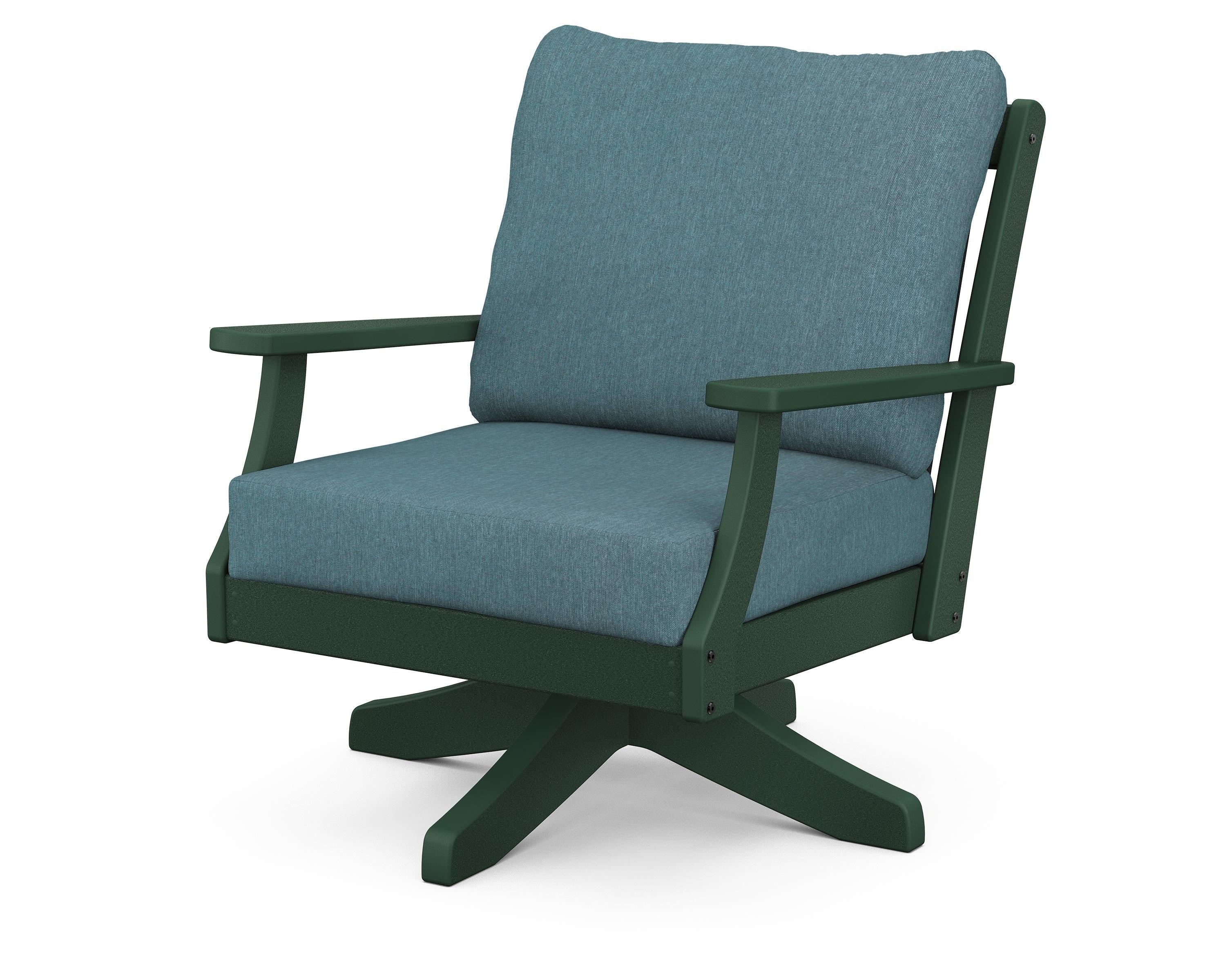 POLYWOOD® Braxton Deep Seating Swivel Chair in Green / Ocean Teal
