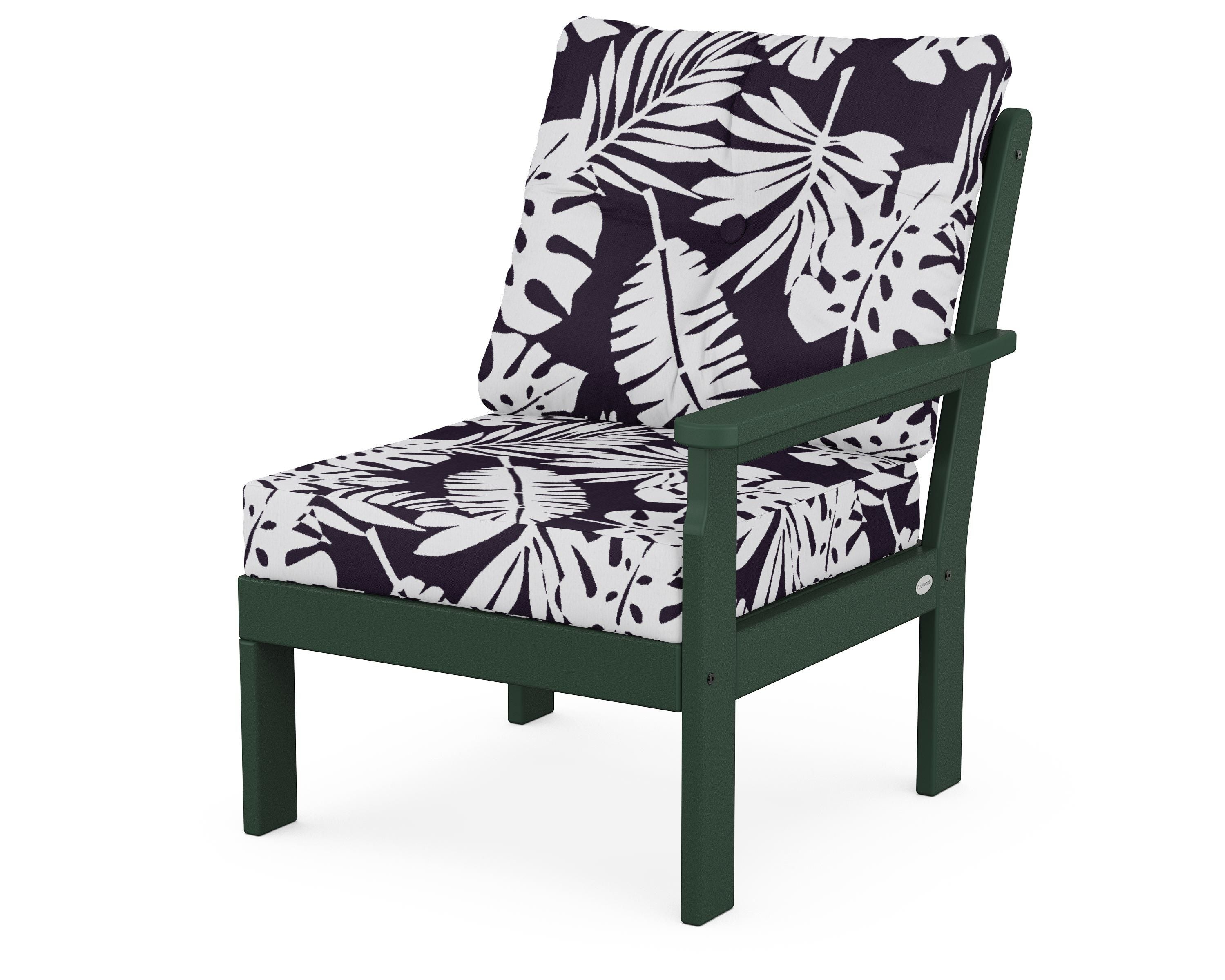 POLYWOOD® Vineyard Modular Right Arm Chair in Green / Leaf Navy