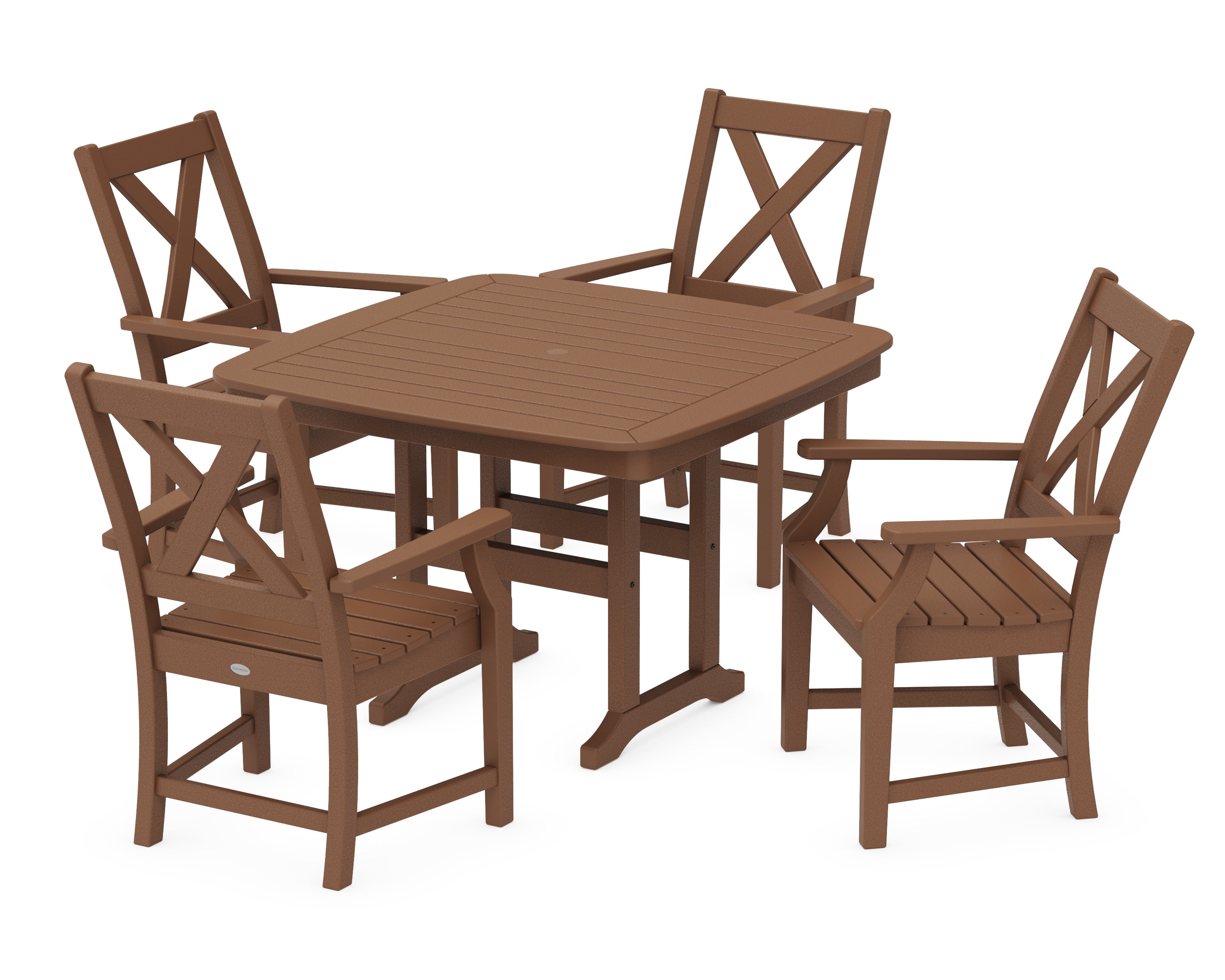 POLYWOOD® Braxton 5-Piece Dining Set with Trestle Legs in Teak