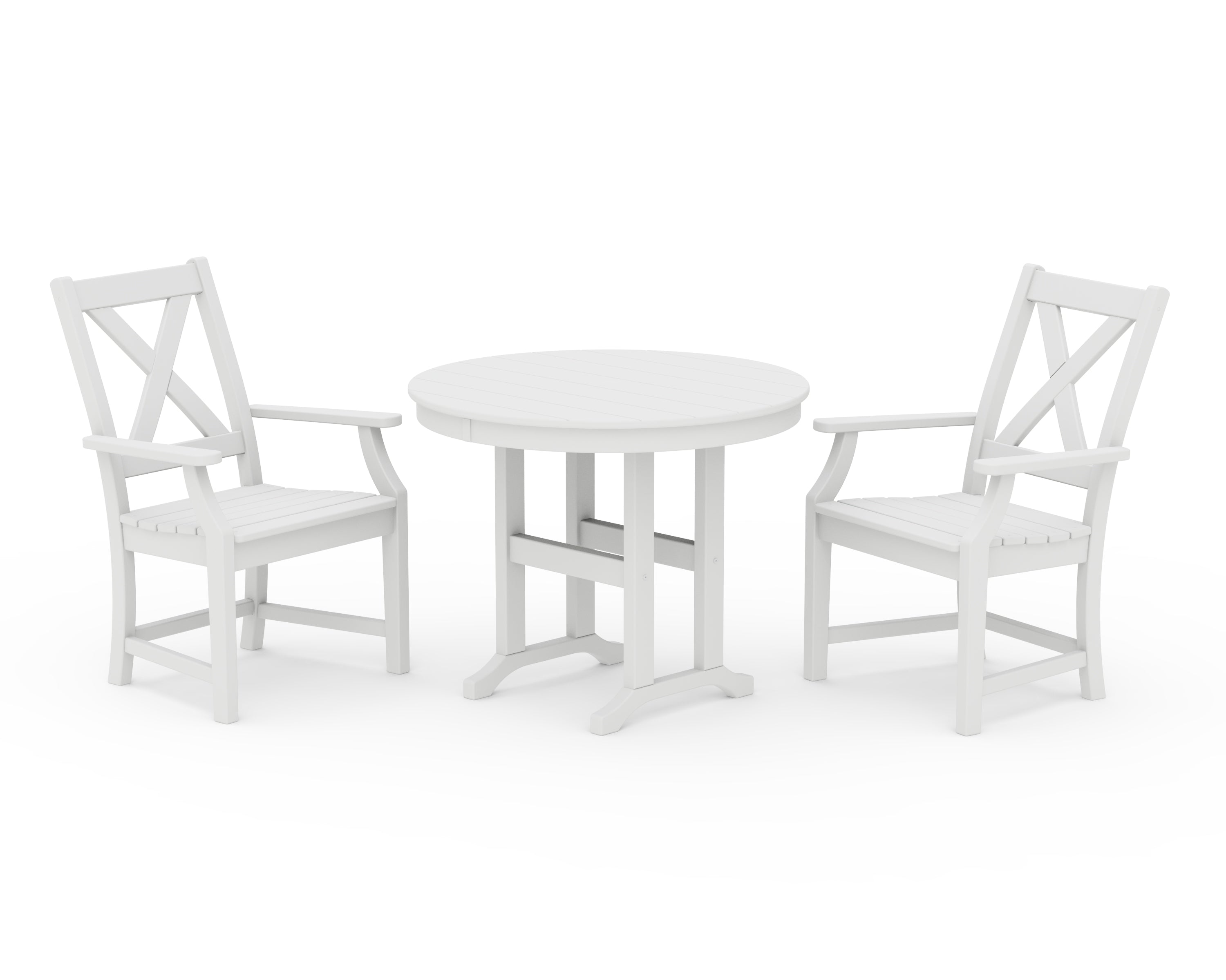 POLYWOOD® Braxton 3-Piece Round Dining Set in White