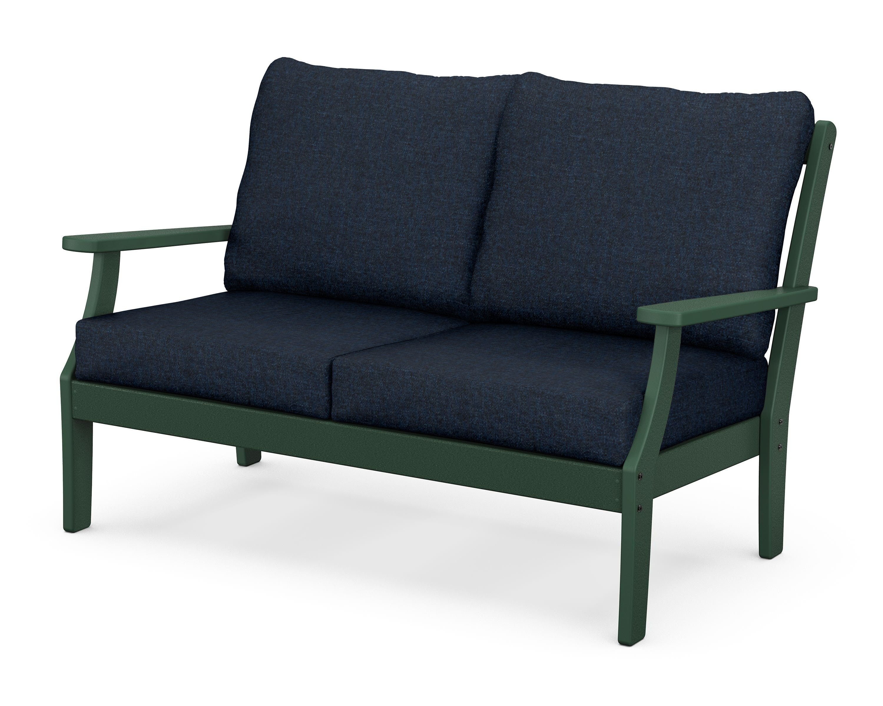 POLYWOOD® Braxton Deep Seating Loveseat in Green / Marine Indigo
