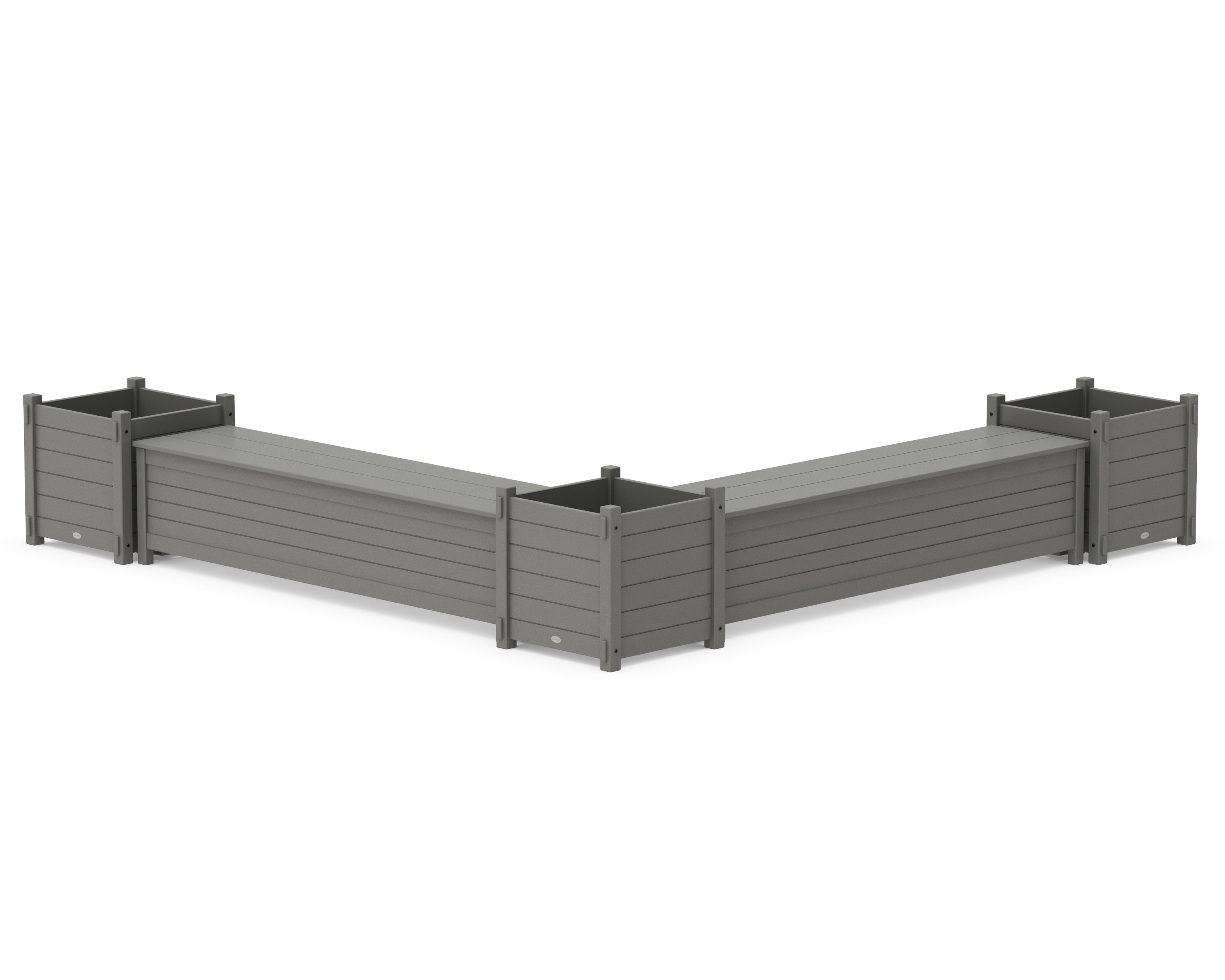 POLYWOOD® 72" Nautical L- Shaped Planter Storage Bench Corner Set- Large in Slate Grey