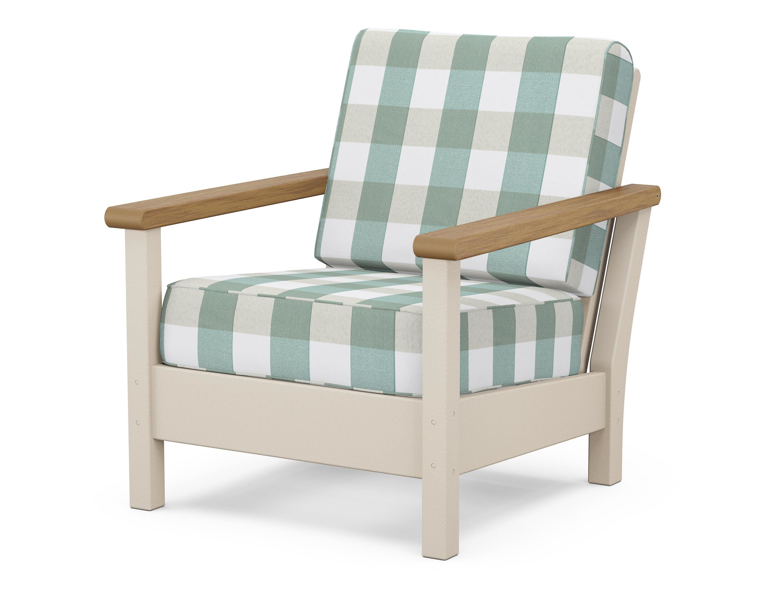POLYWOOD® Harbour Deep Seating Chair in Sand / Natural / Buffalo Plaid Glacier Spa