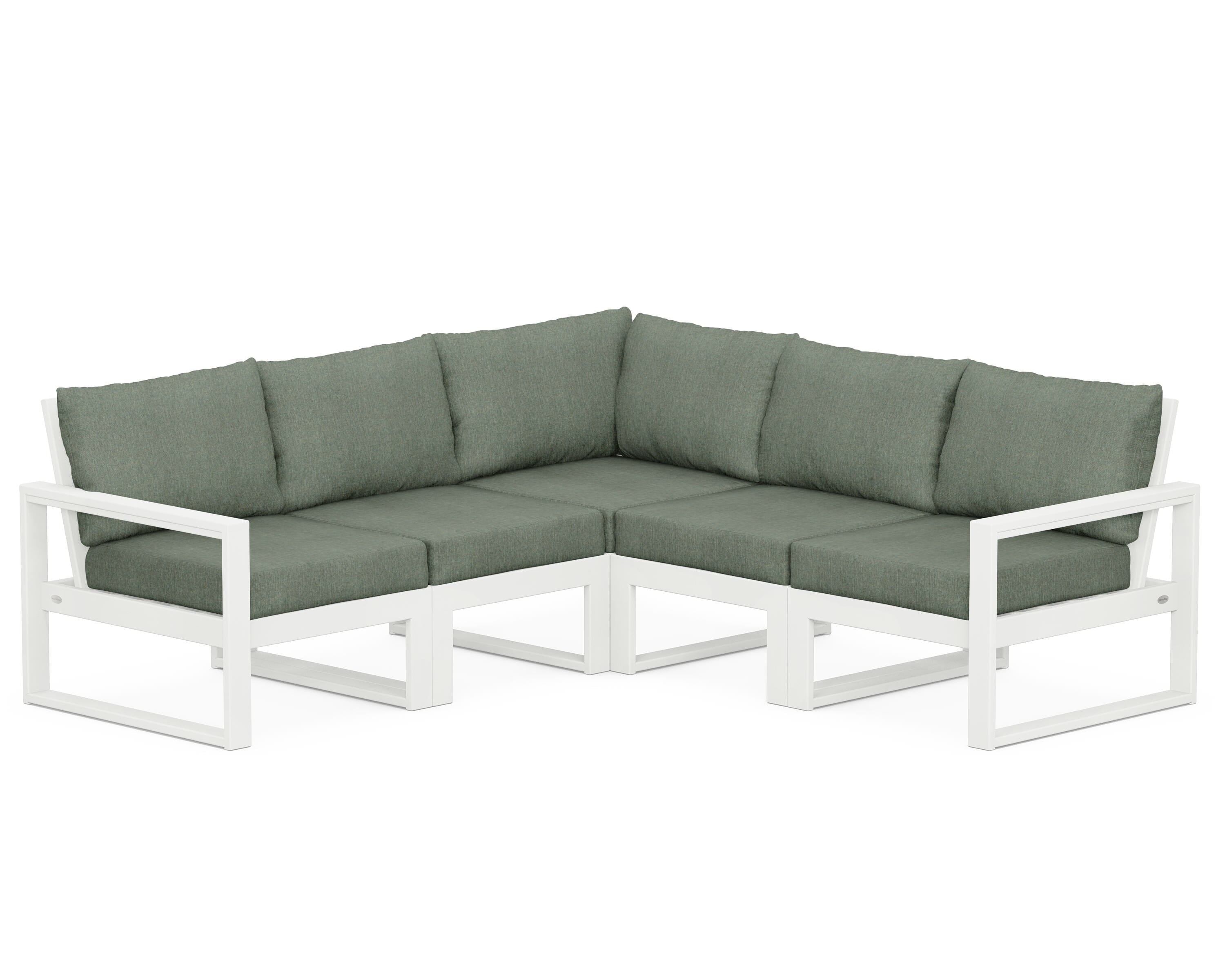 POLYWOOD® EDGE 5-Piece Modular Deep Seating Set in Vintage White / Cast Sage
