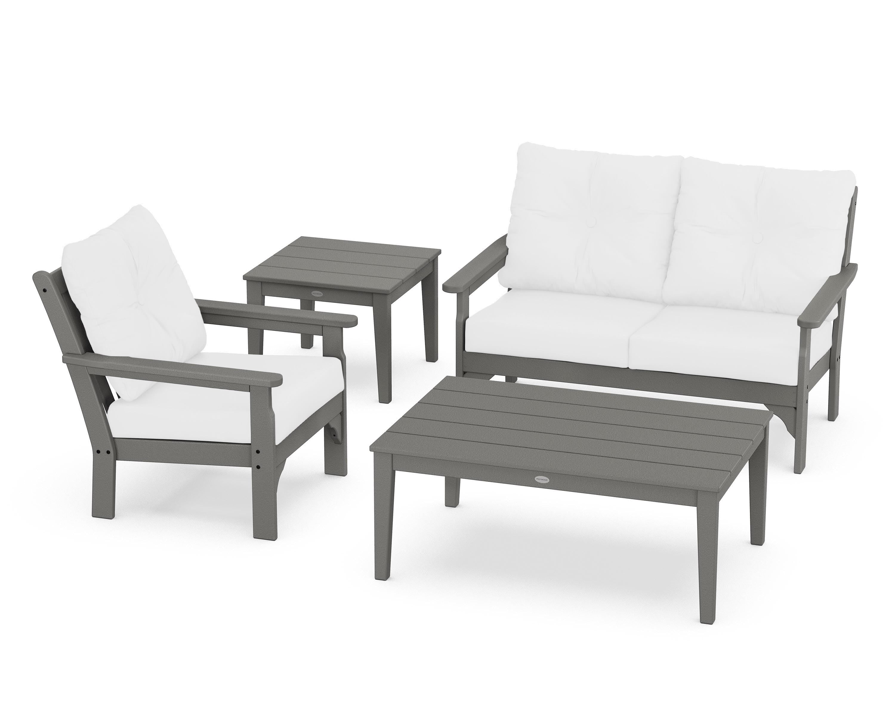 POLYWOOD® Vineyard 4-Piece Deep Seating Set in Slate Grey / Natural