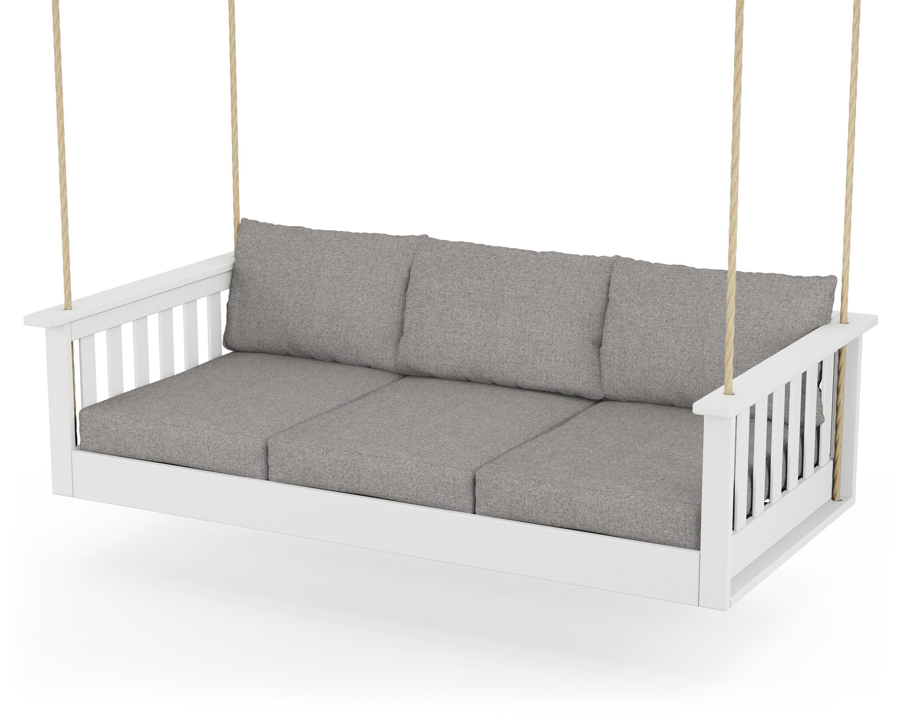 POLYWOOD® Vineyard Daybed Swing in White / Grey Mist
