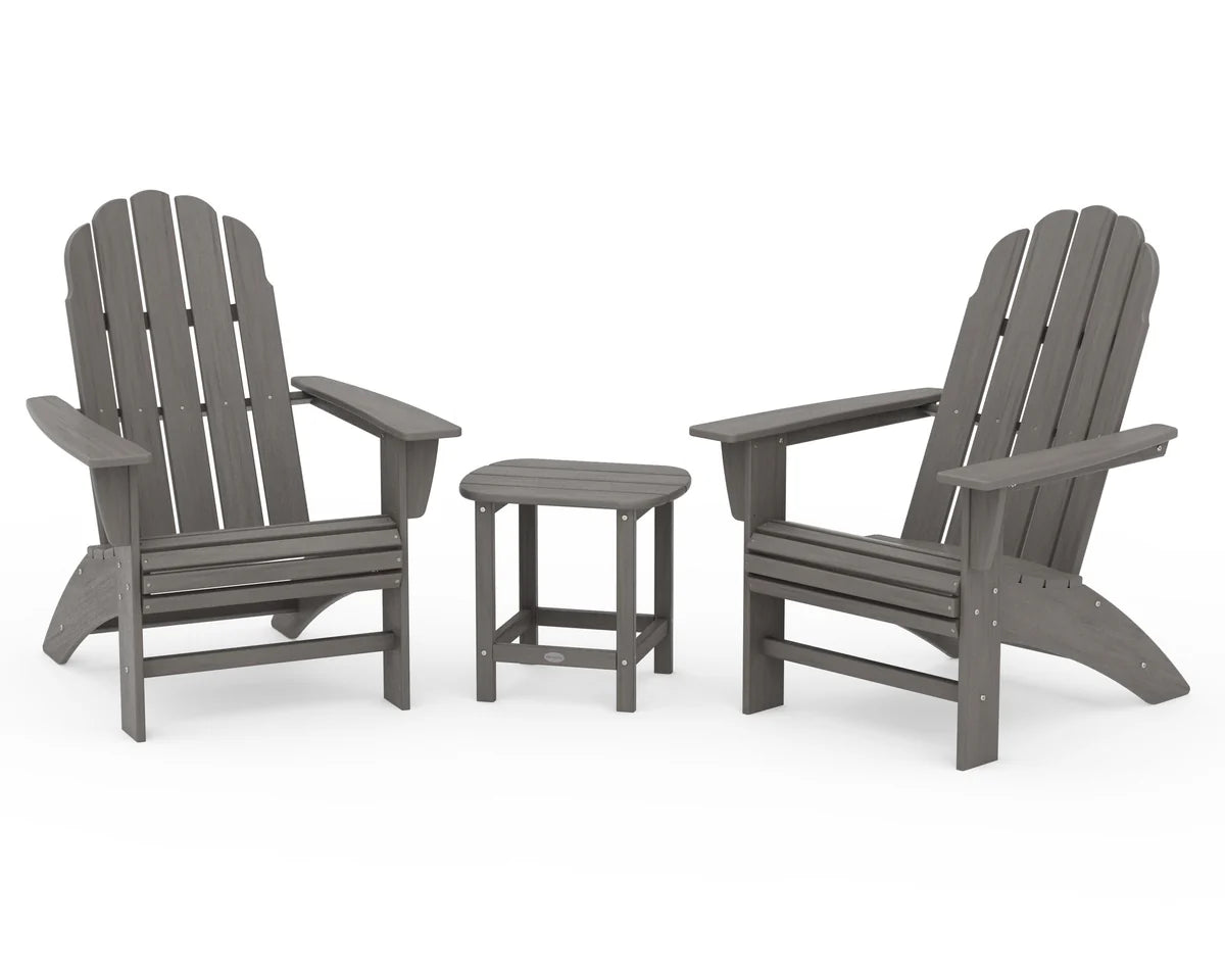 Vineyard 3-Piece Curveback Adirondack Set with South Beach 18" Side Table