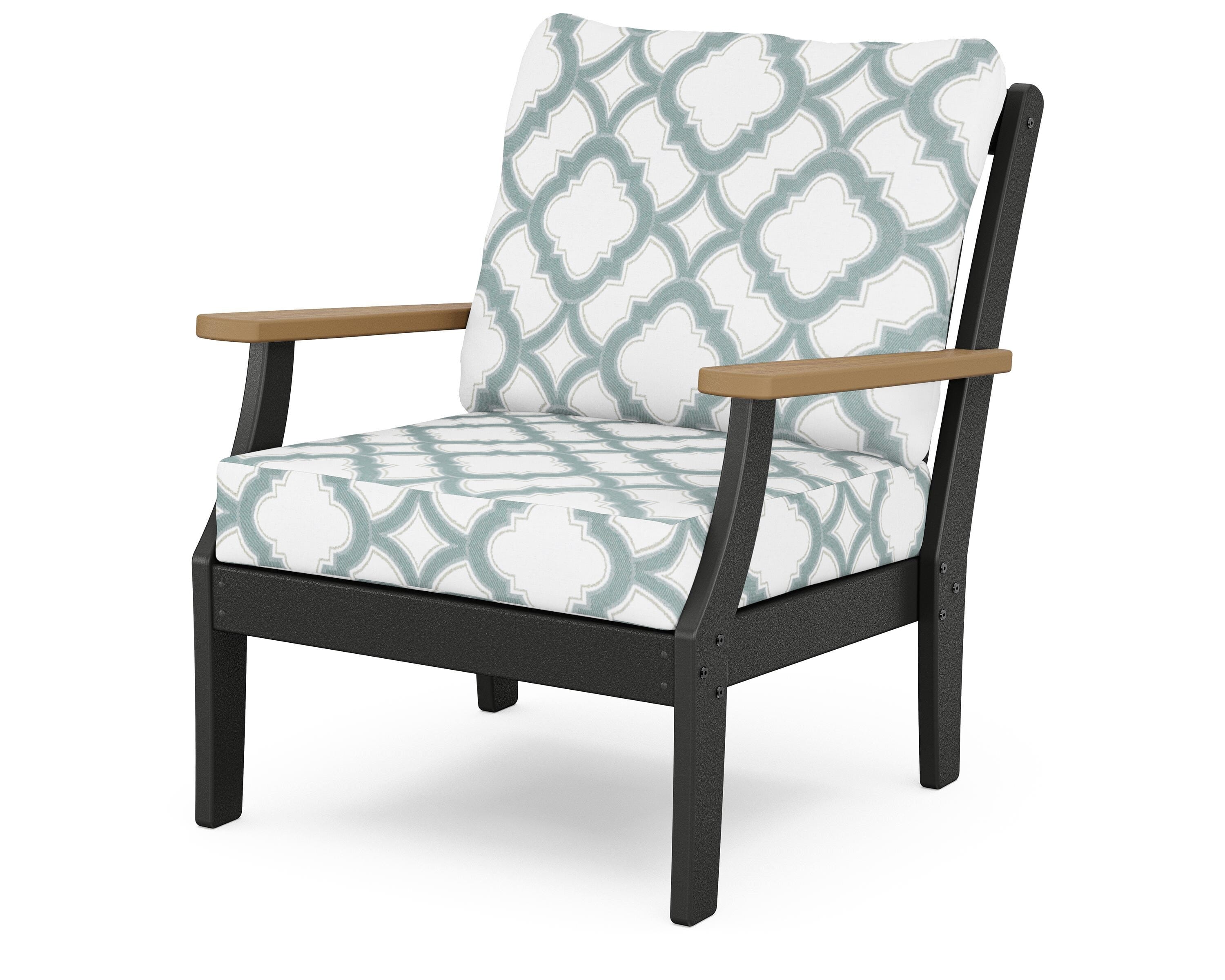 POLYWOOD® Braxton Deep Seating Chair in Black / Natural / Trellis Glacier Spa