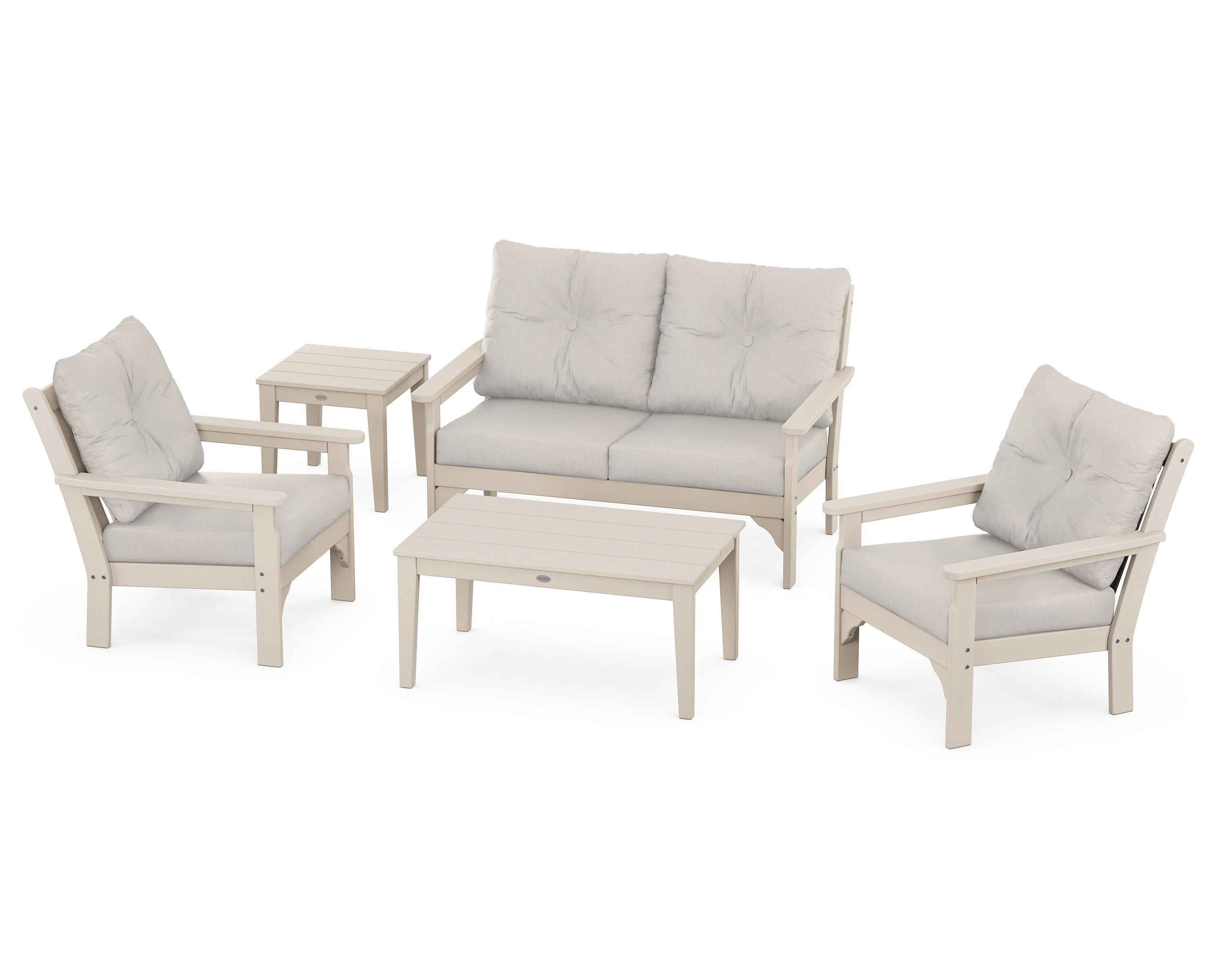POLYWOOD® Vineyard 5-Piece Deep Seating Set in Sand / Cast Ash