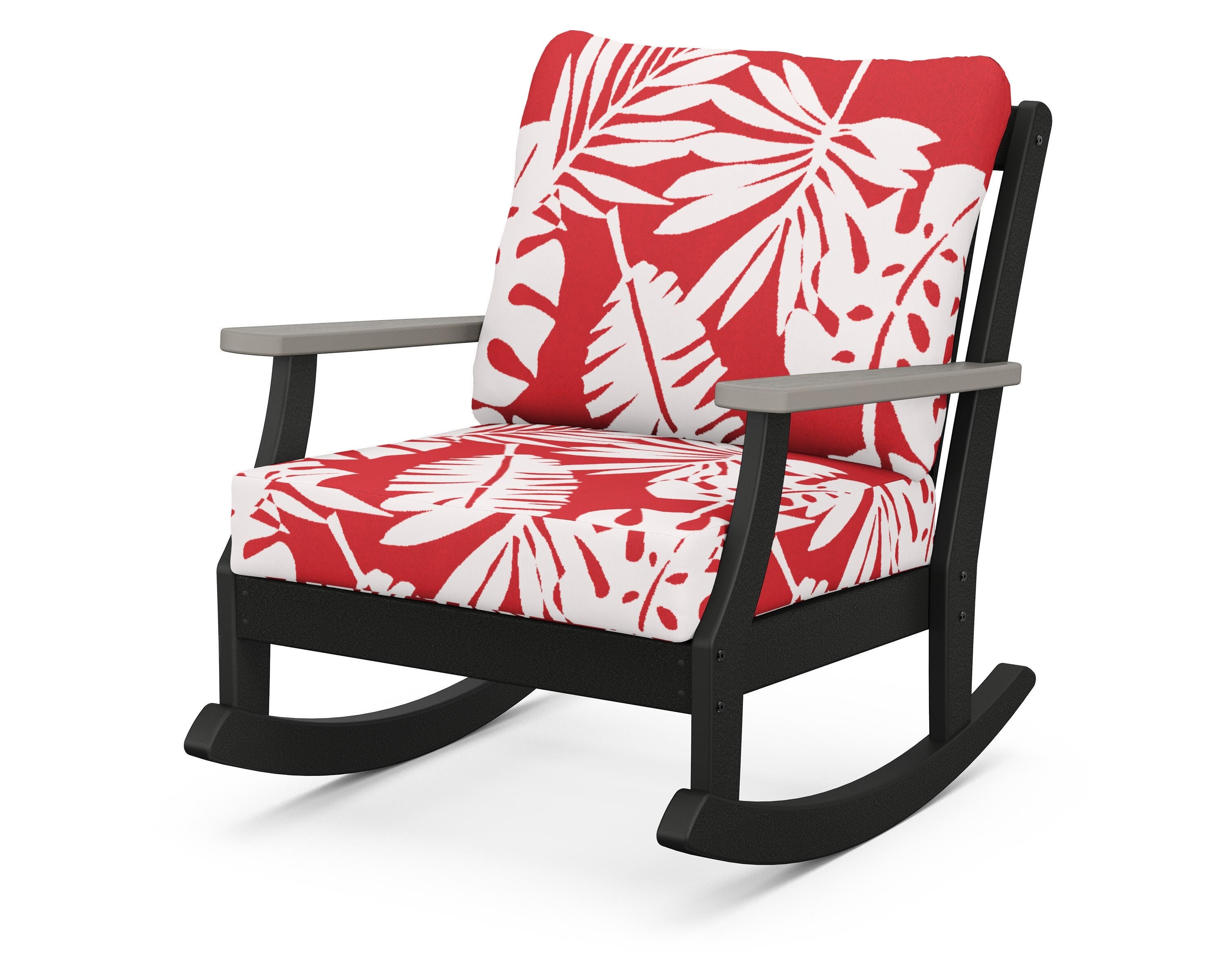 POLYWOOD® Braxton Deep Seating Rocking Chair in Black / Driftwood / Leaf Crimson