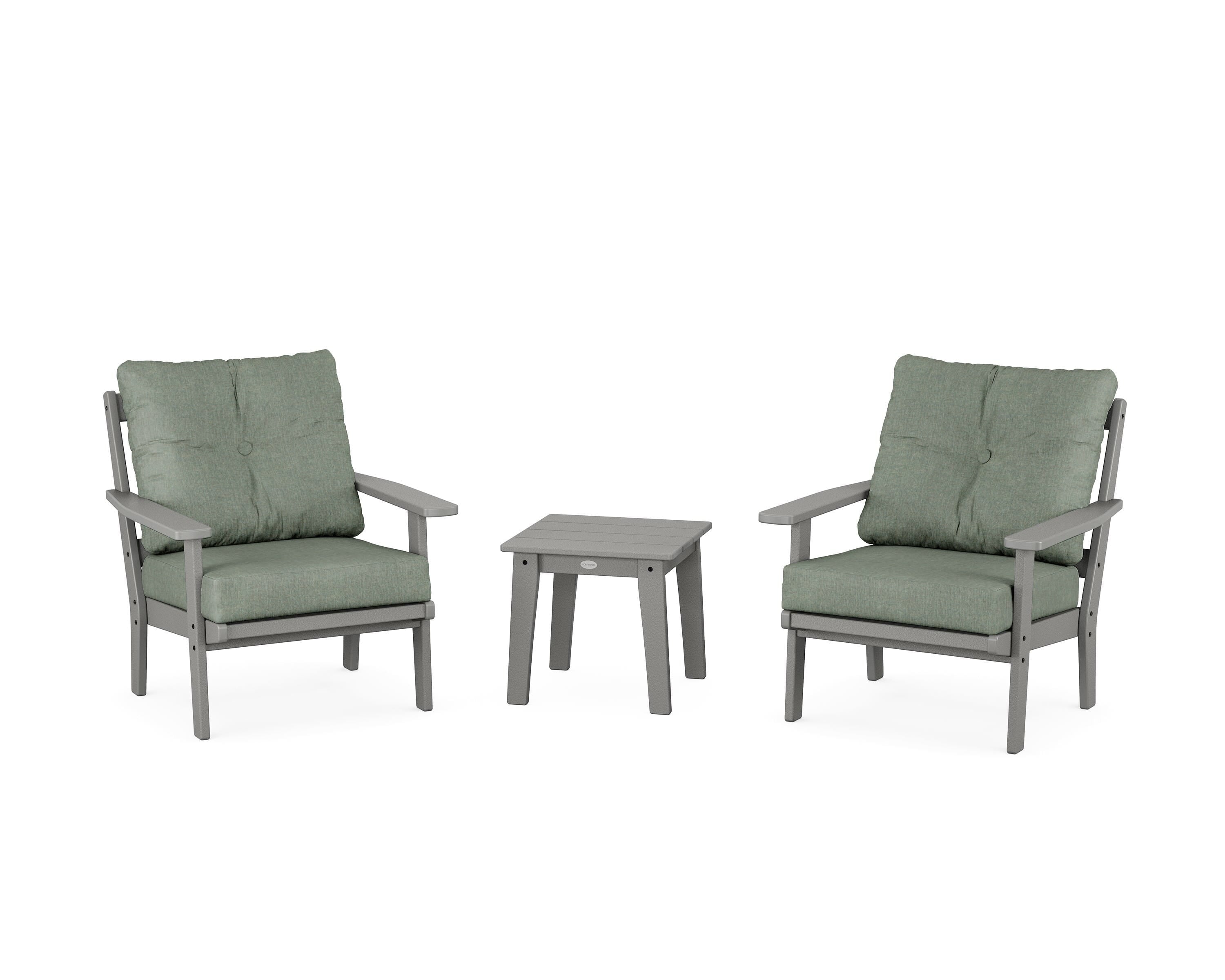 POLYWOOD® Oxford 3-Piece Deep Seating Set in Slate Grey / Cast Sage