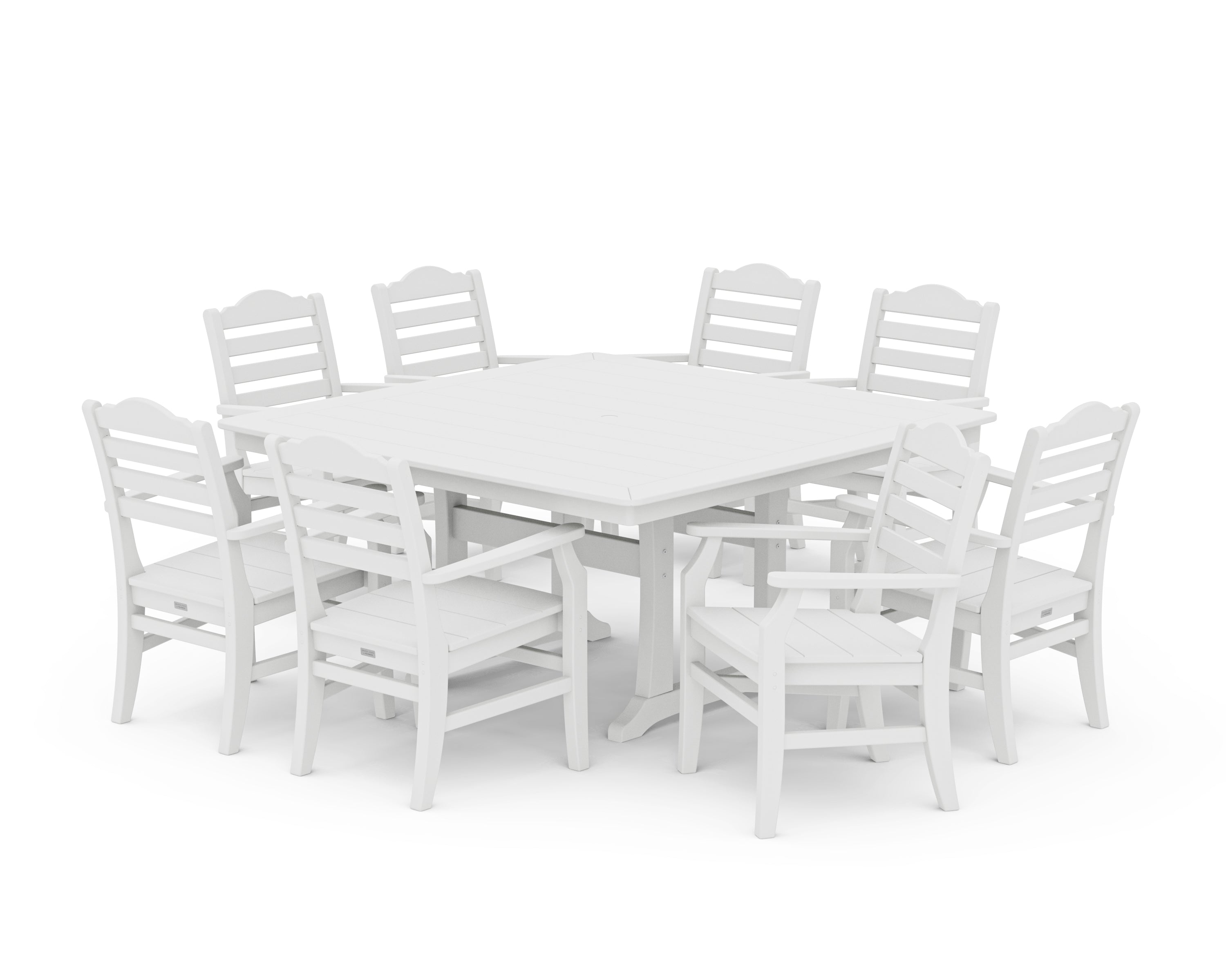 POLYWOOD® Savannah 9-Piece Square Dining Set with Trestle Legs in White