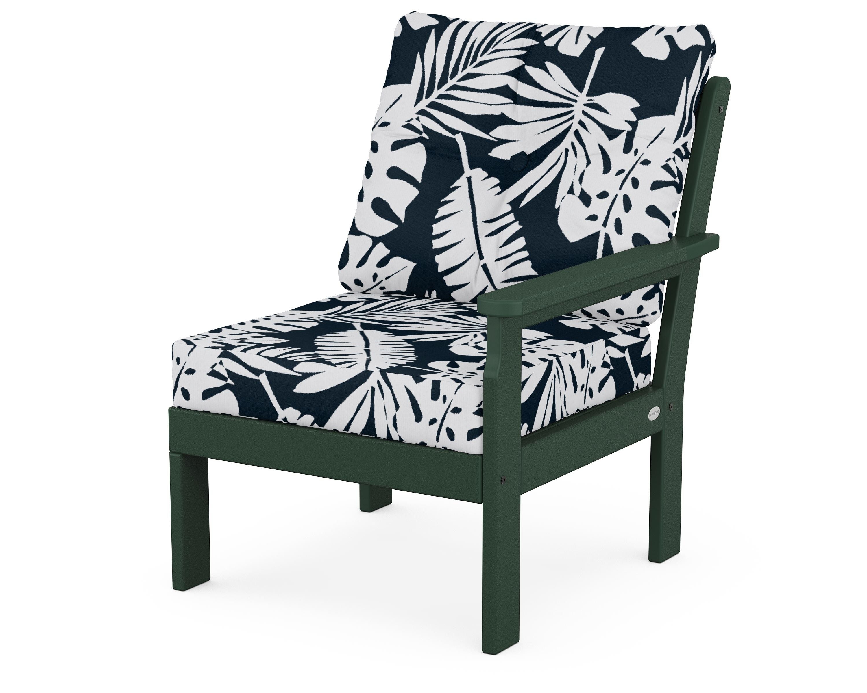 POLYWOOD® Vineyard Modular Right Arm Chair in Green / Leaf Marine Indigo