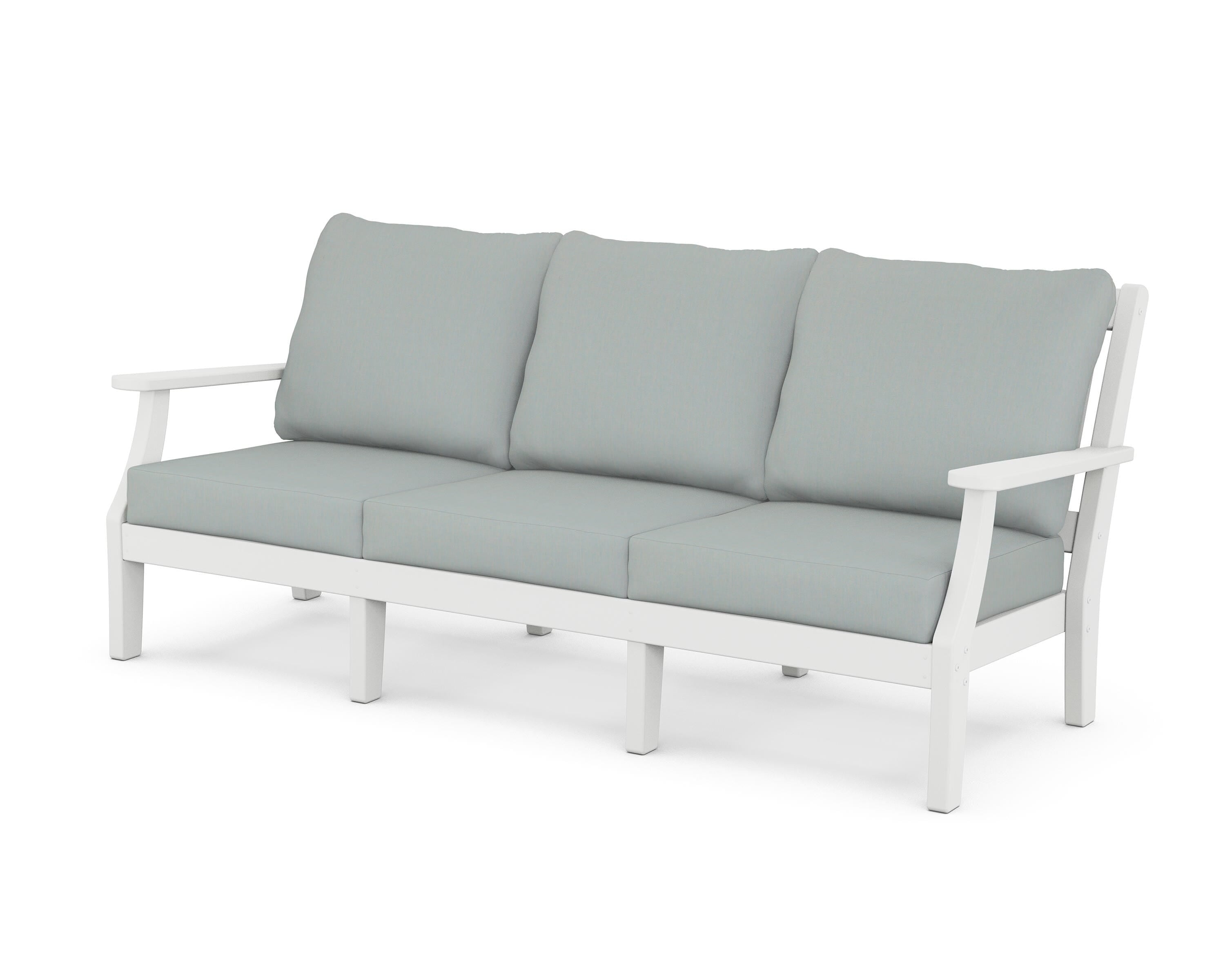 Martha Stewart by POLYWOOD® Chinoiserie Deep Seating Sofa in White / Spa