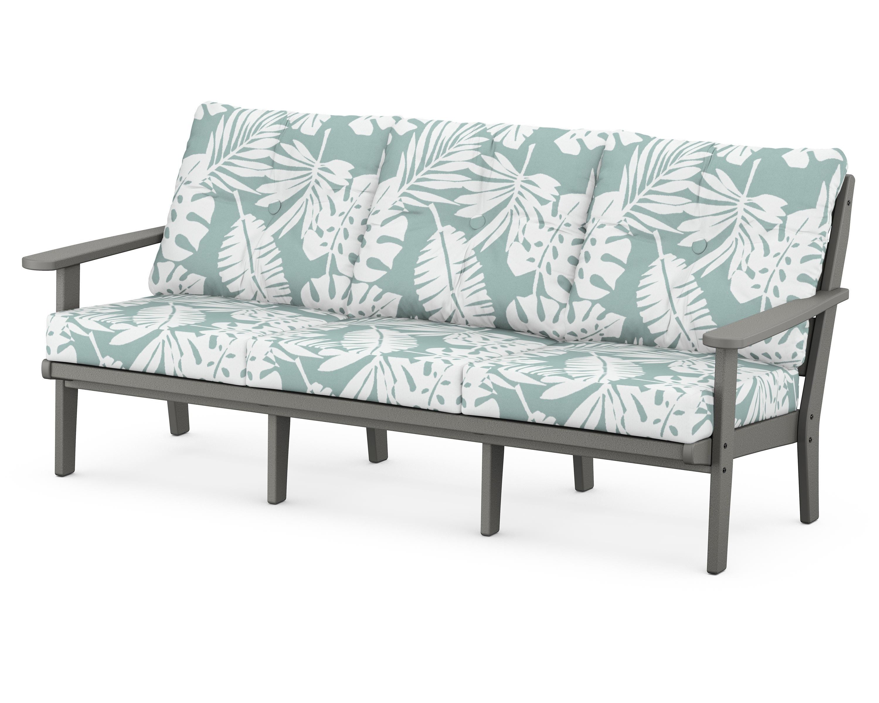 POLYWOOD® Lakeside Deep Seating Sofa in Slate Grey / Leaf Glacier Spa