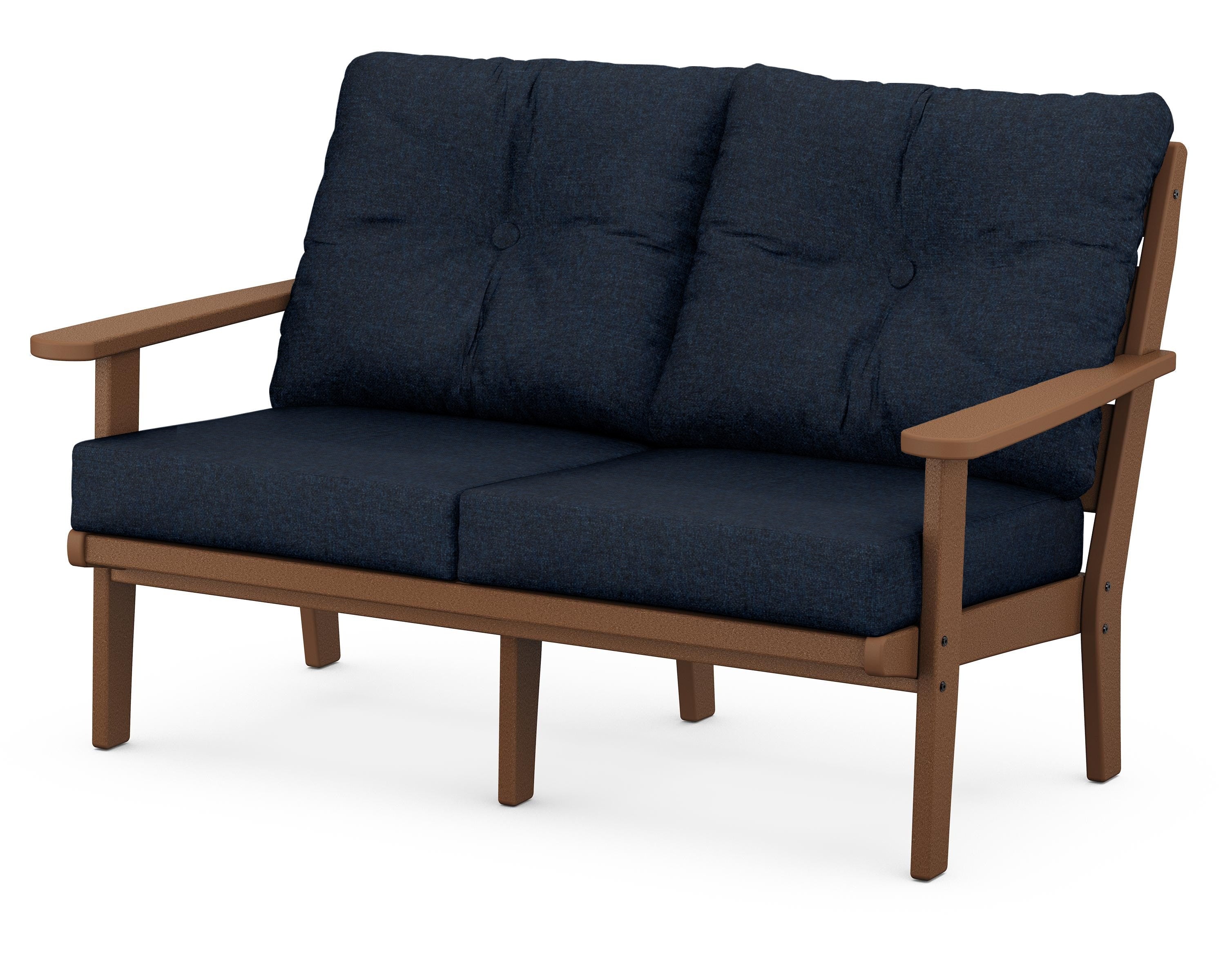 POLYWOOD® Lakeside Deep Seating Loveseat in Teak / Marine Indigo