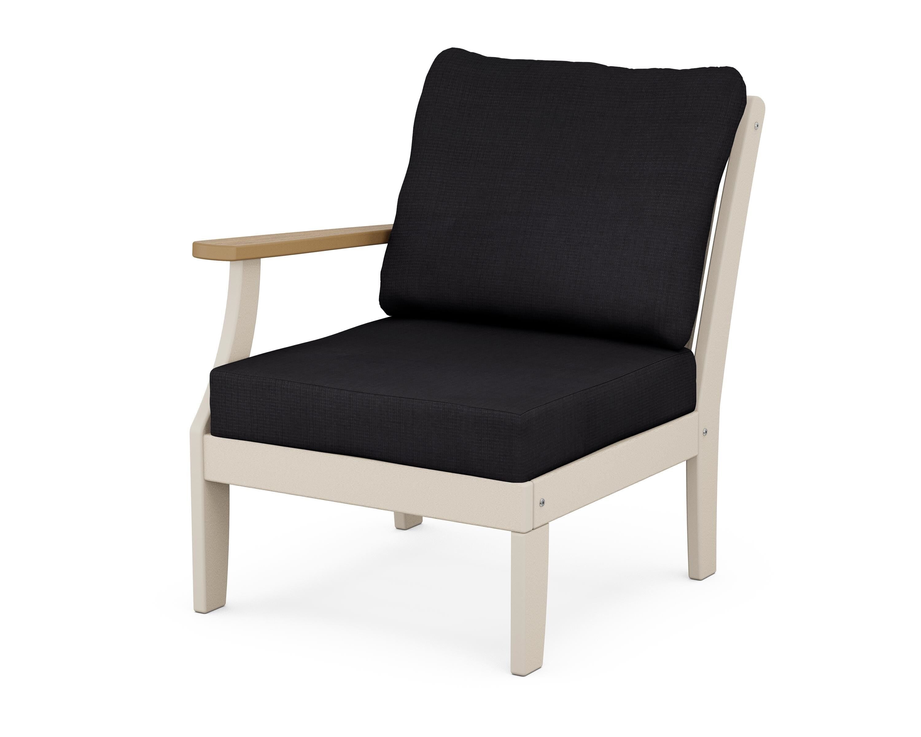 POLYWOOD® Braxton Modular Left Arm Chair in Sand / Natural / Midnight Linen