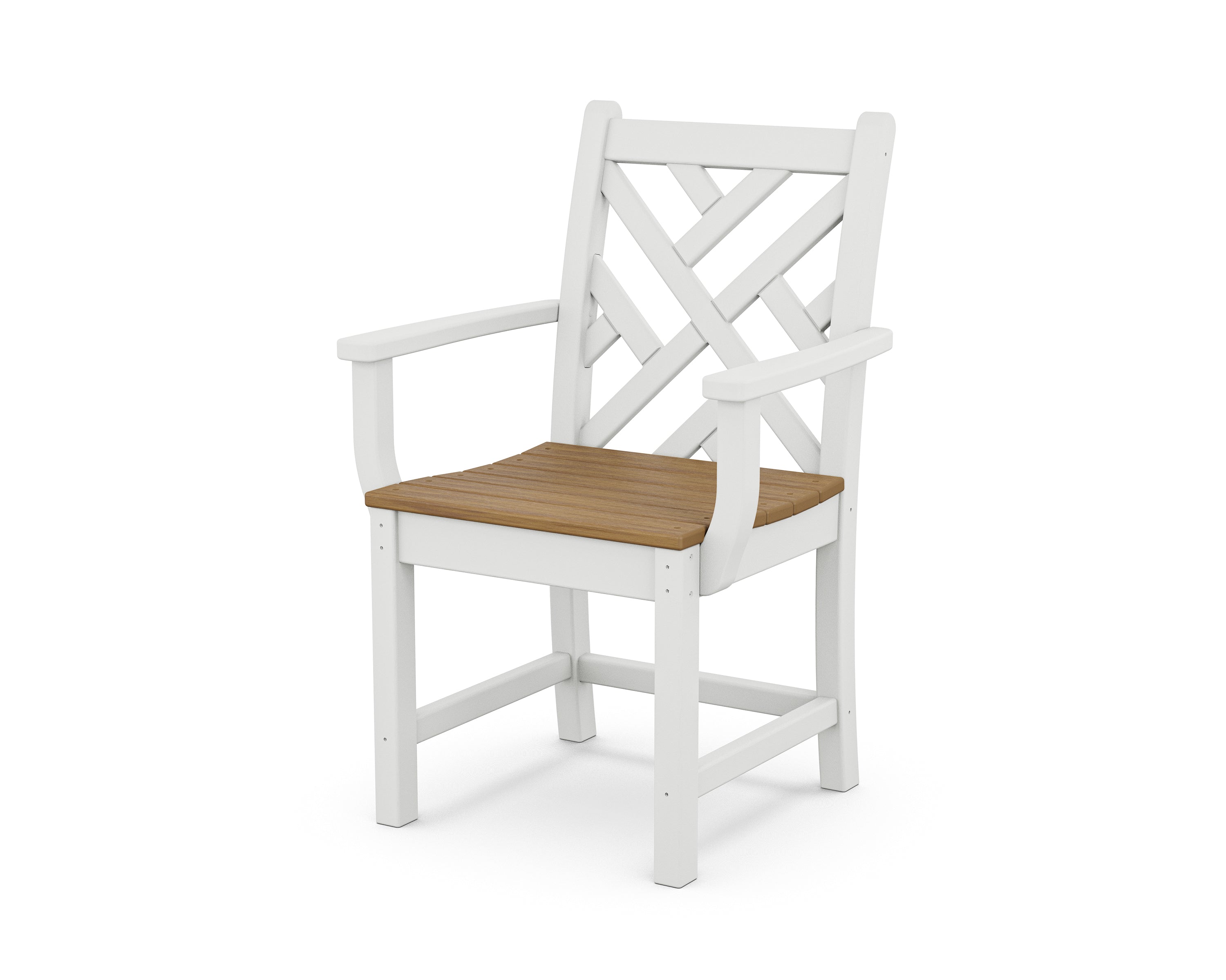 POLYWOOD® Chippendale Dining Arm Chair in White / Natural