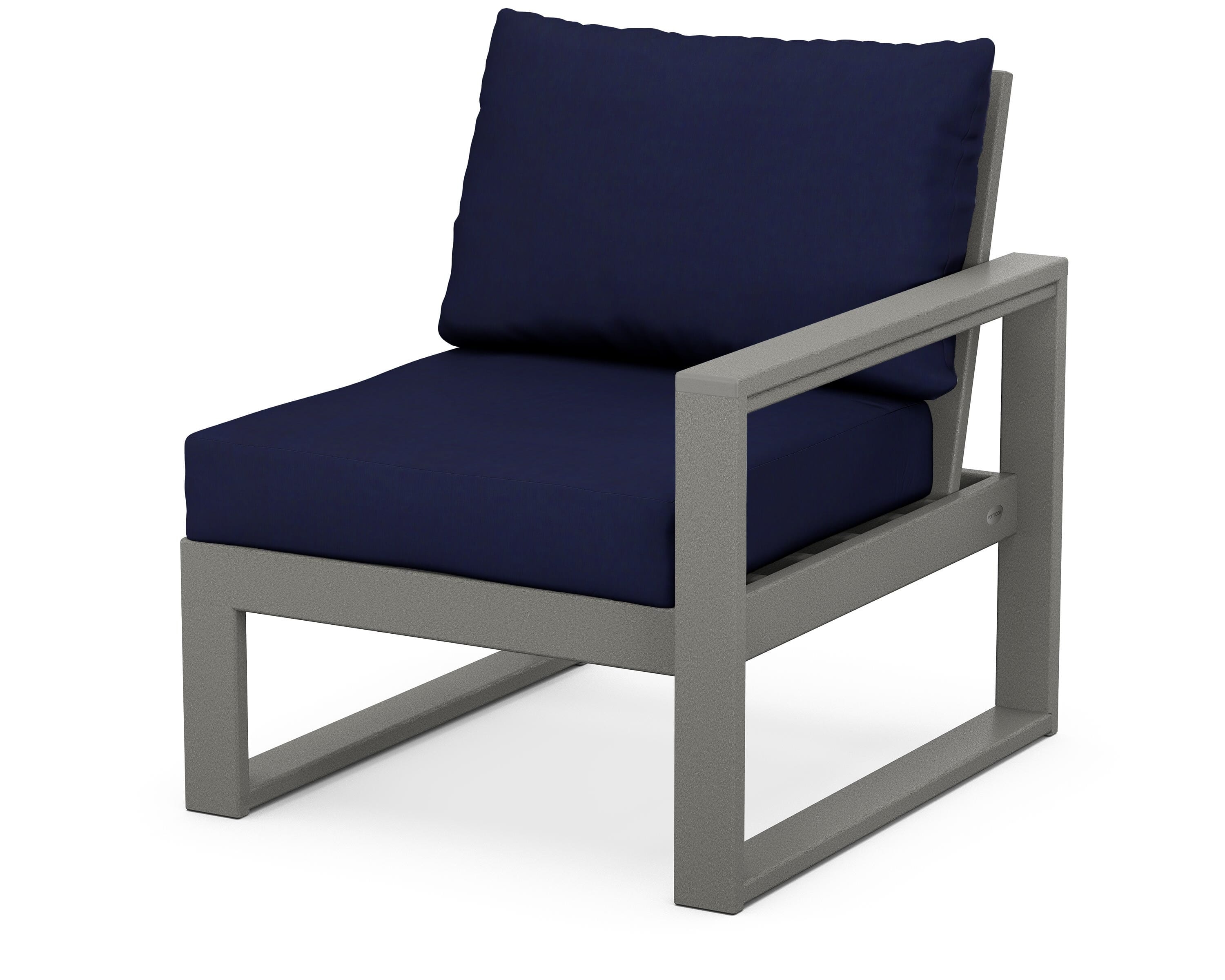 POLYWOOD® EDGE Modular Right Arm Chair in Slate Grey / Navy
