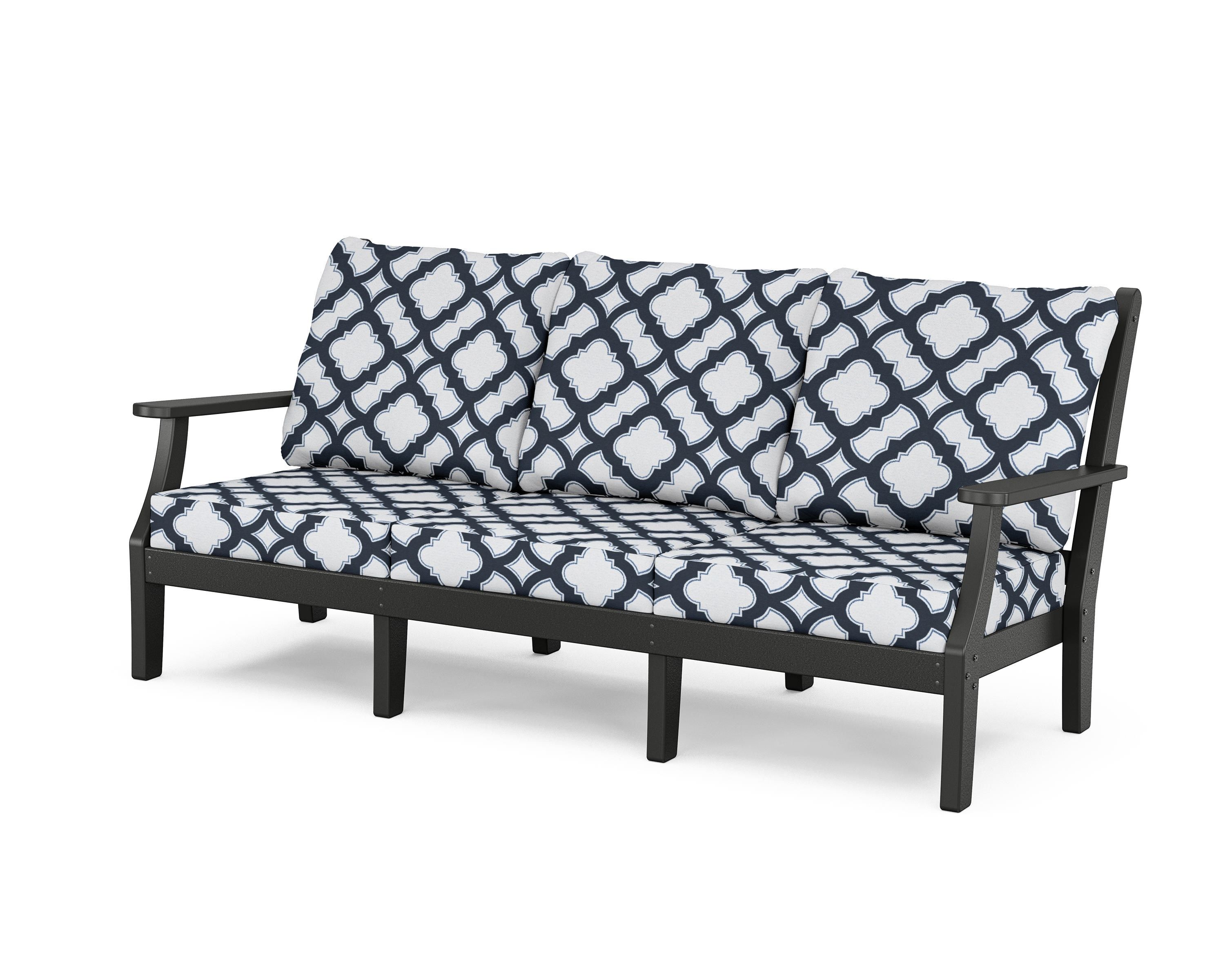 Country Living Wovendale Deep Seating Sofa in Black / Trellis Marine Indigo