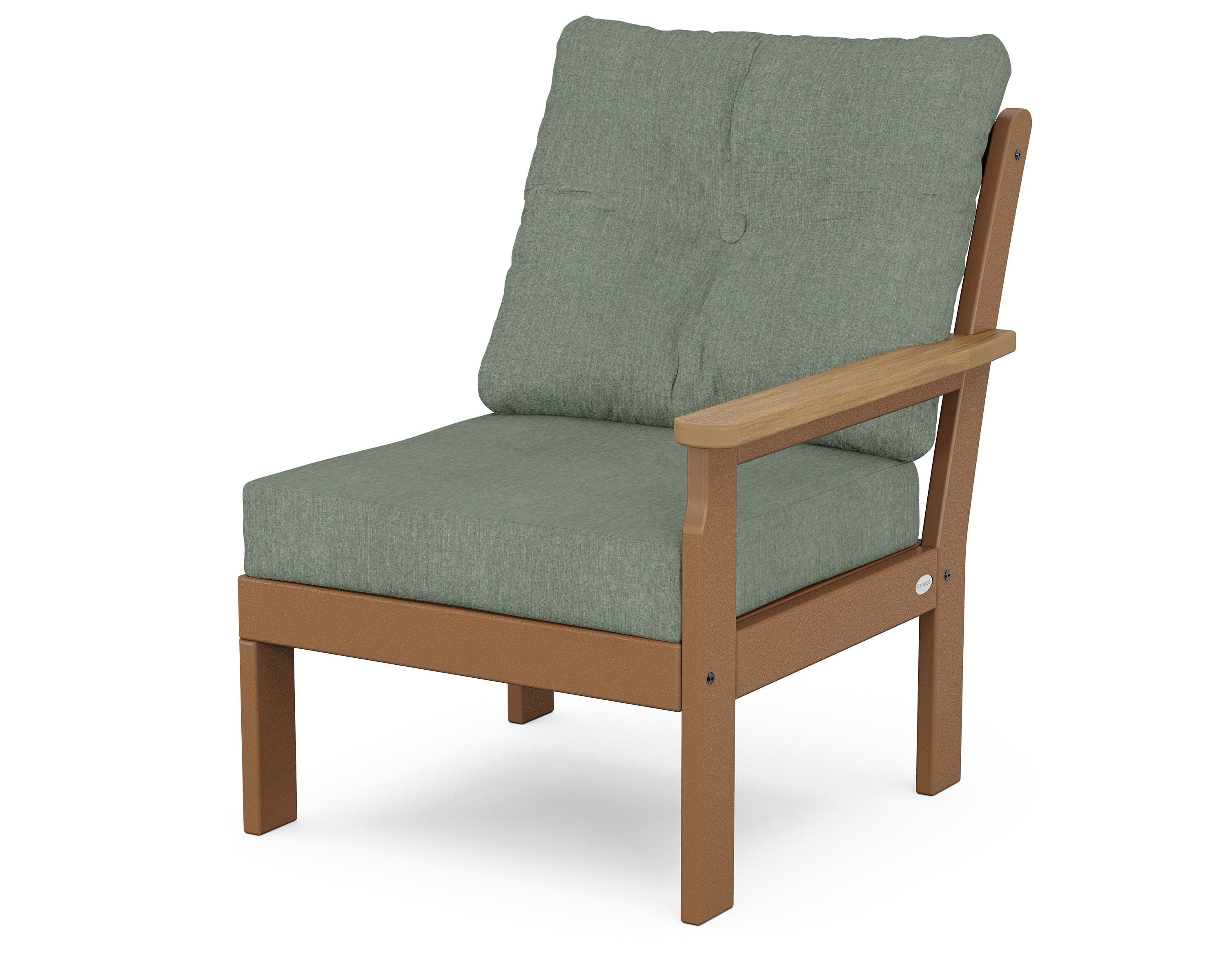 POLYWOOD® Vineyard Modular Right Arm Chair in Teak / Natural / Cast Sage