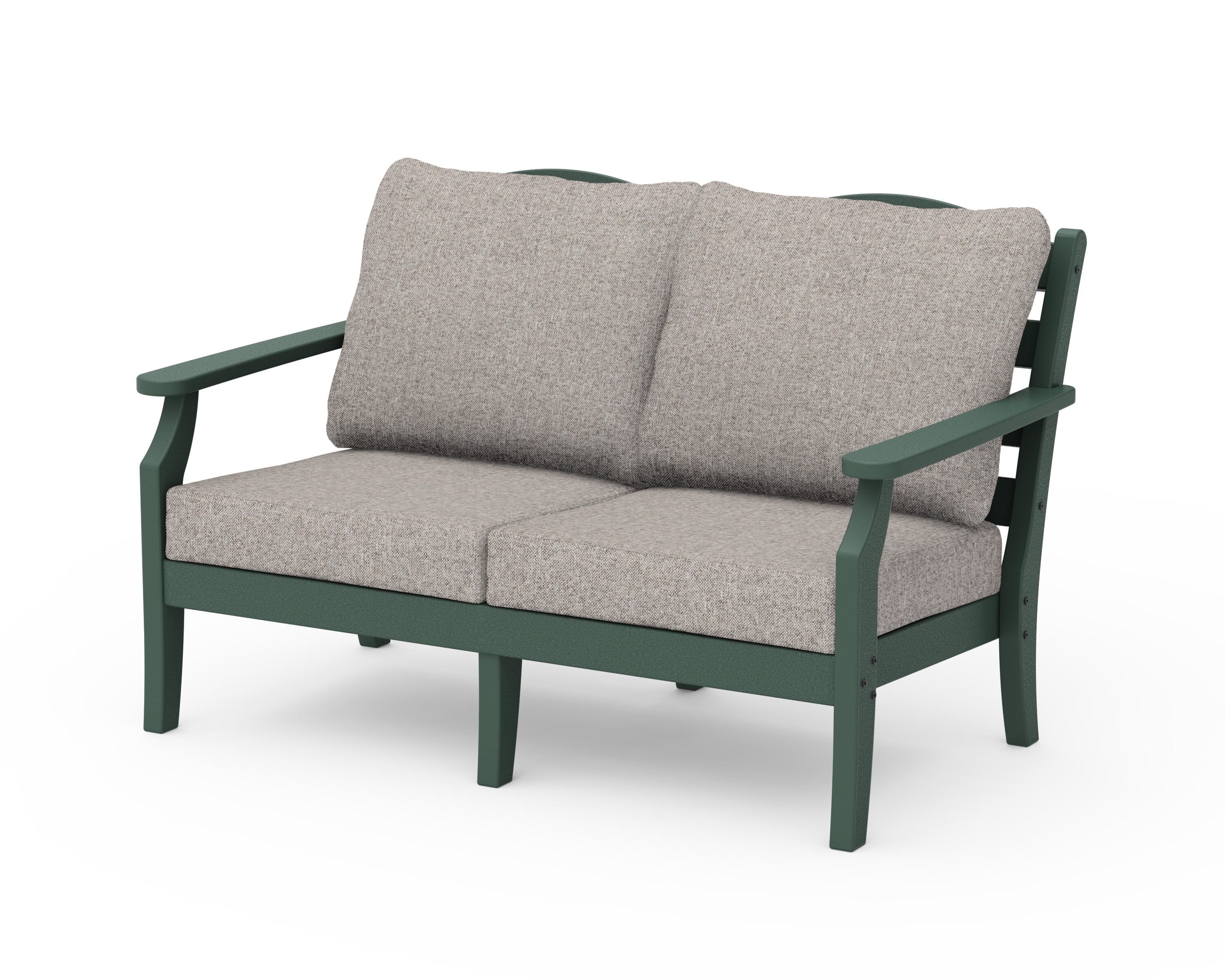 Draper James™ by POLYWOOD® Savannah Deep Seating Loveseat in Green / Weathered Tweed