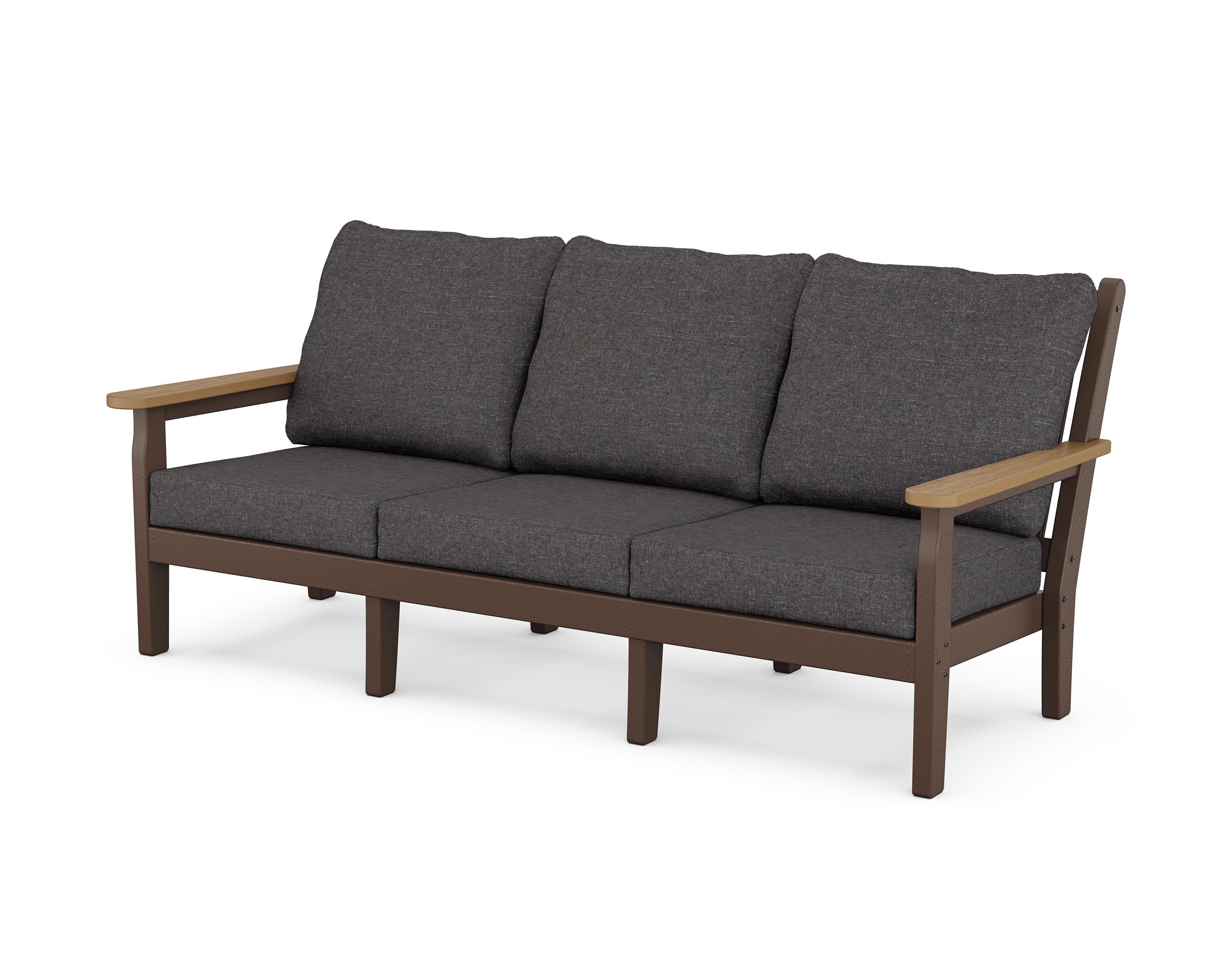 POLYWOOD® Chippendale Deep Seating Sofa in Mahogany / Natural / Ash Charcoal