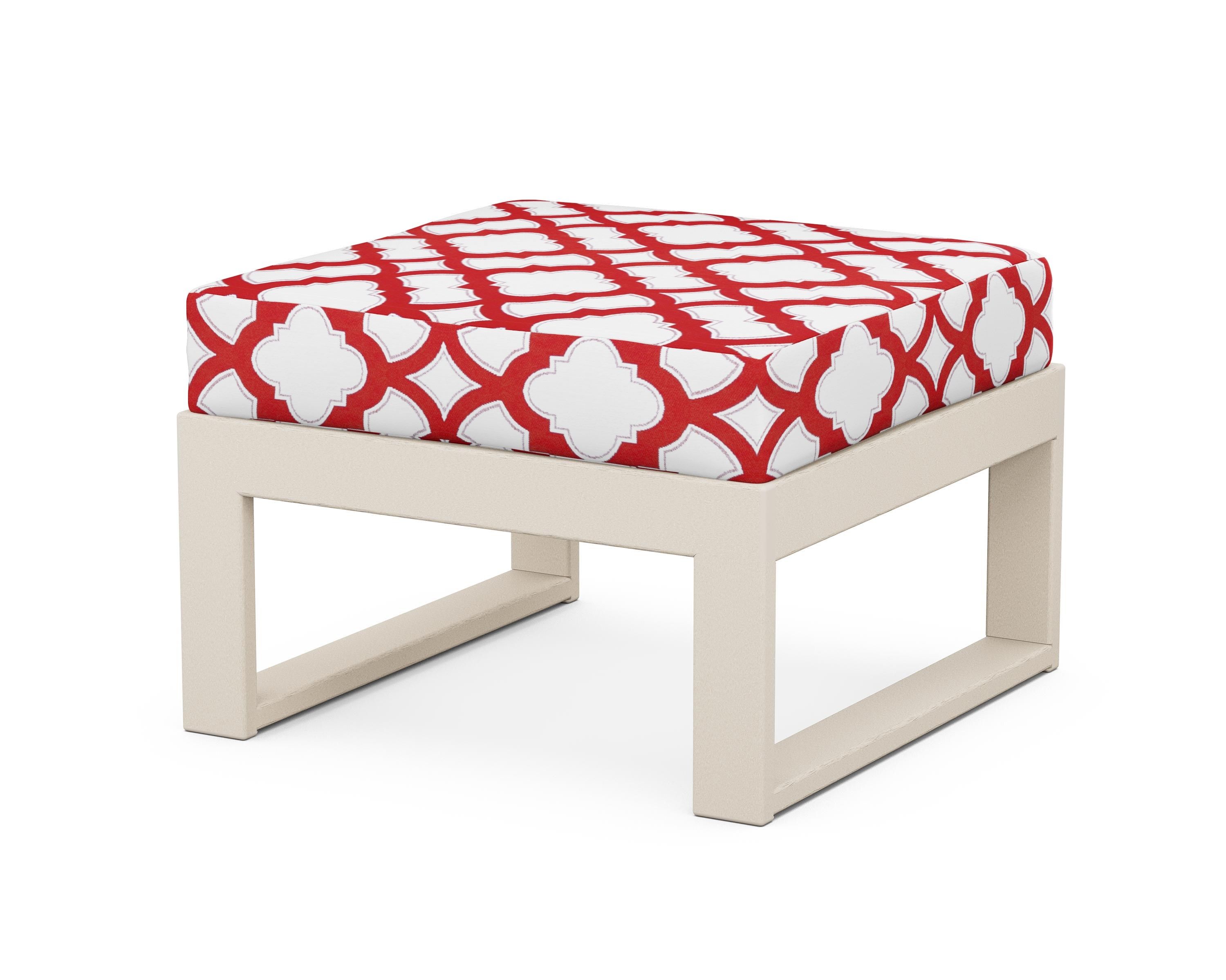 Unbranded Modular Ottoman - Modern in Sand / Trellis Crimson