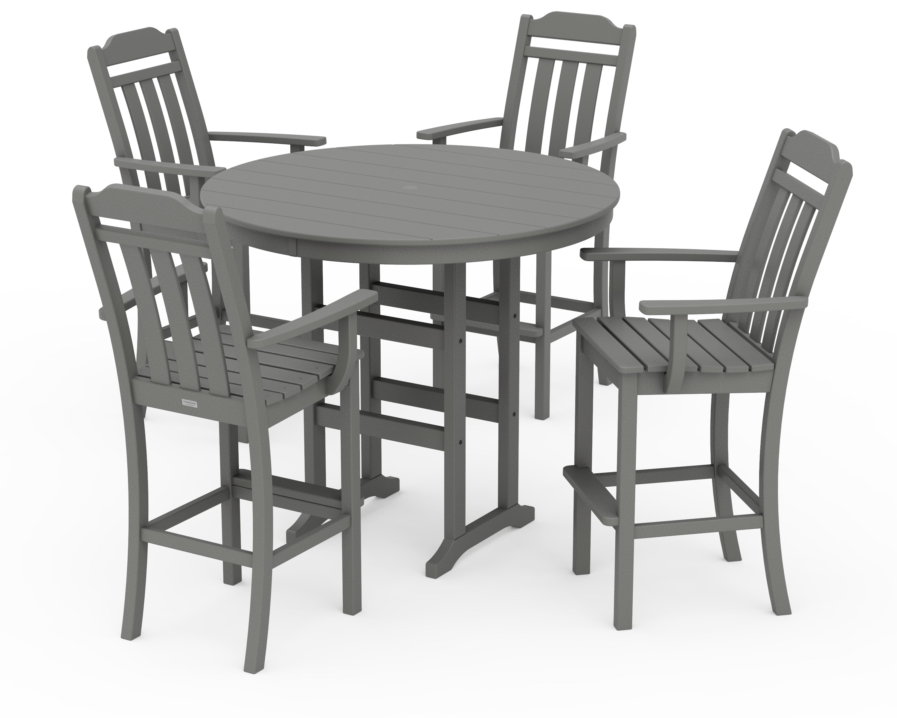 Country Living Cottage 5-Piece Round Farmhouse Bar Set in Slate Grey