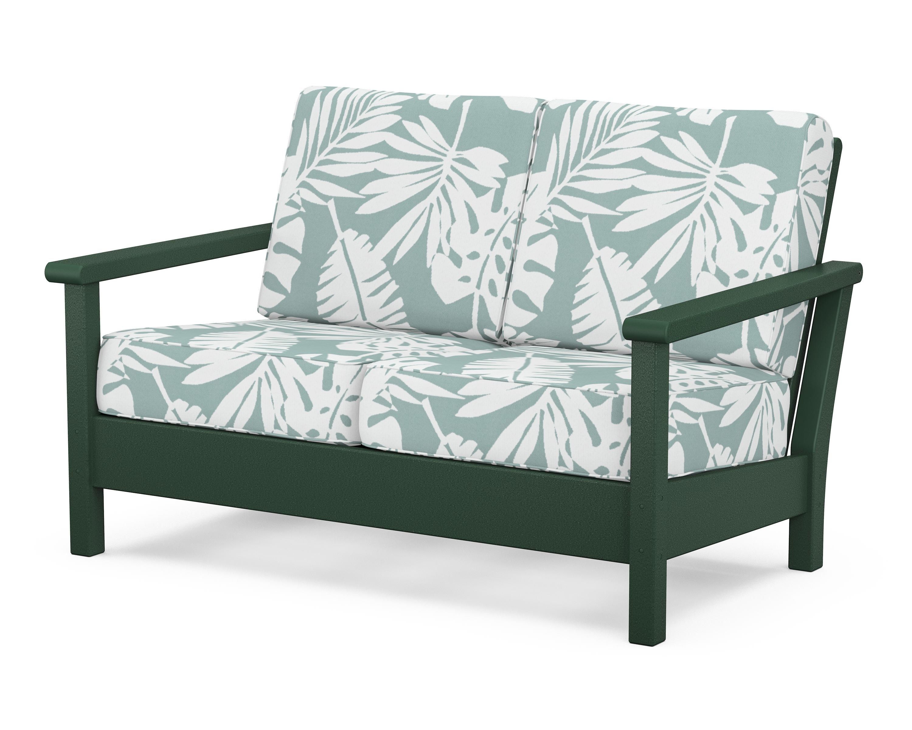 POLYWOOD® Harbour Deep Seating Loveseat in Green / Leaf Glacier Spa