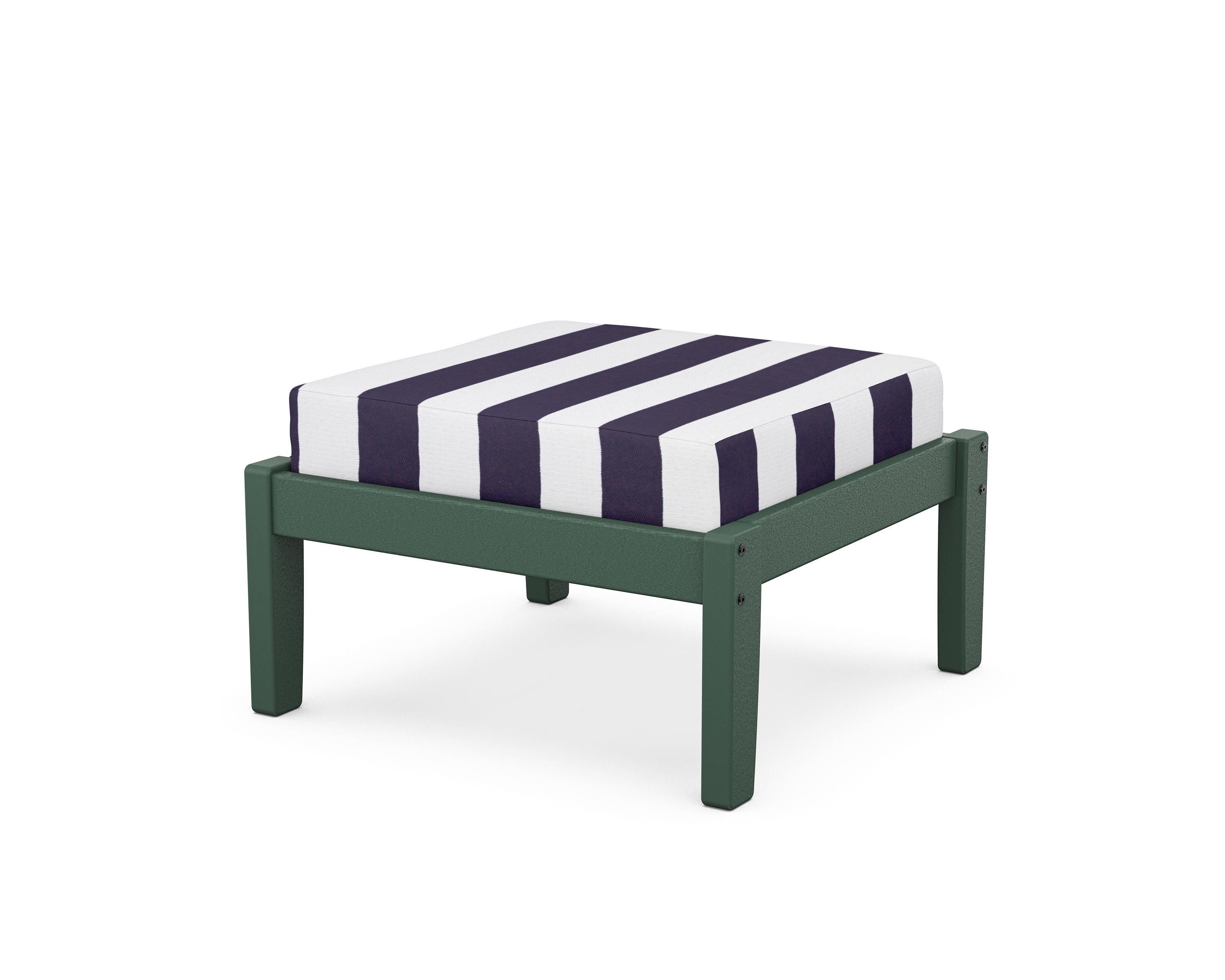 Unbranded Deep Seating Ottoman in Green / Cabana Stripe Navy