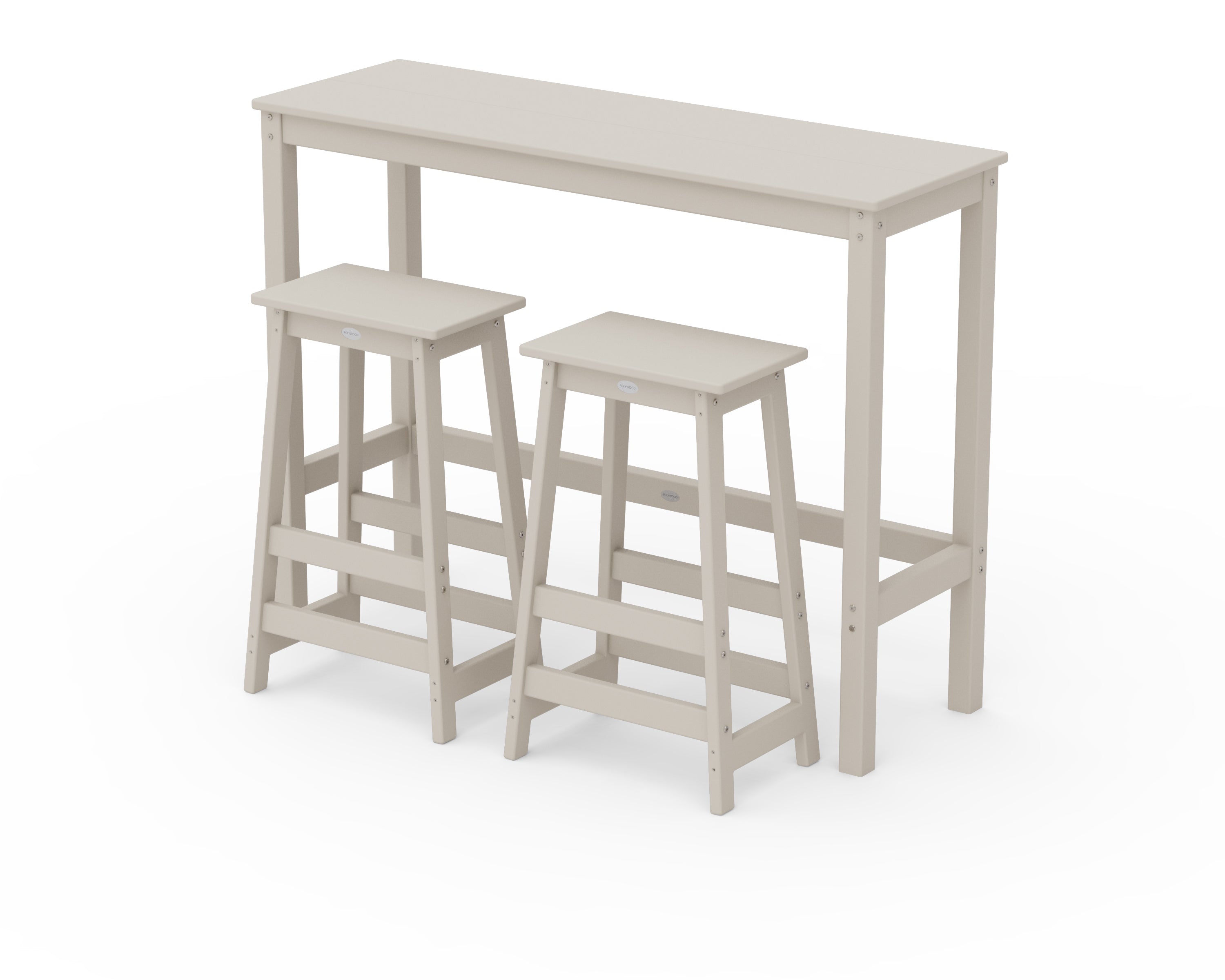 POLYWOOD® Modern Studio Stool 3-Piece Bar Balcony Set in Sand
