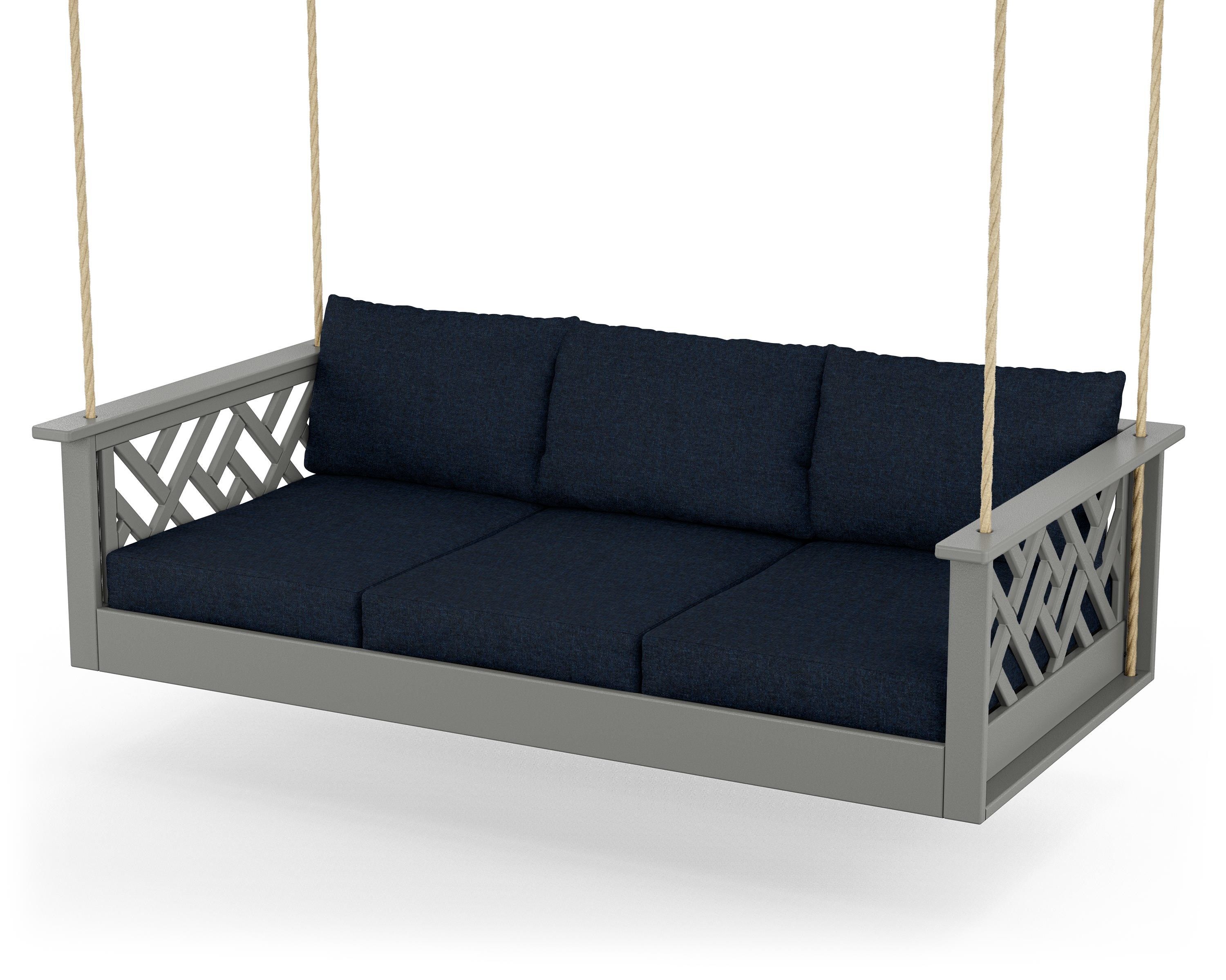 POLYWOOD® Chippendale Daybed Swing in Slate Grey / Marine Indigo