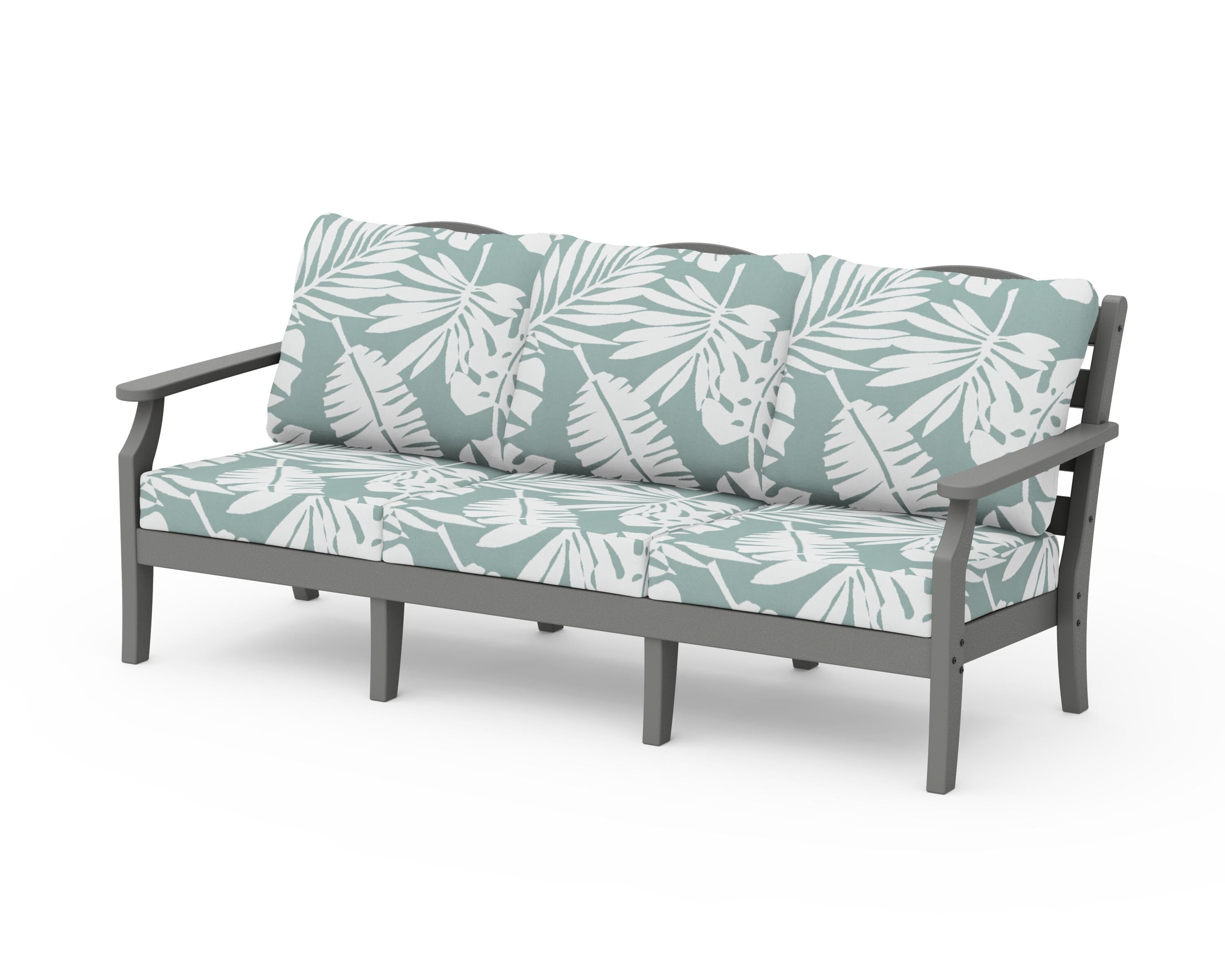 Draper James™ by POLYWOOD® Savannah Deep Seating Sofa in Slate Grey / Leaf Glacier Spa