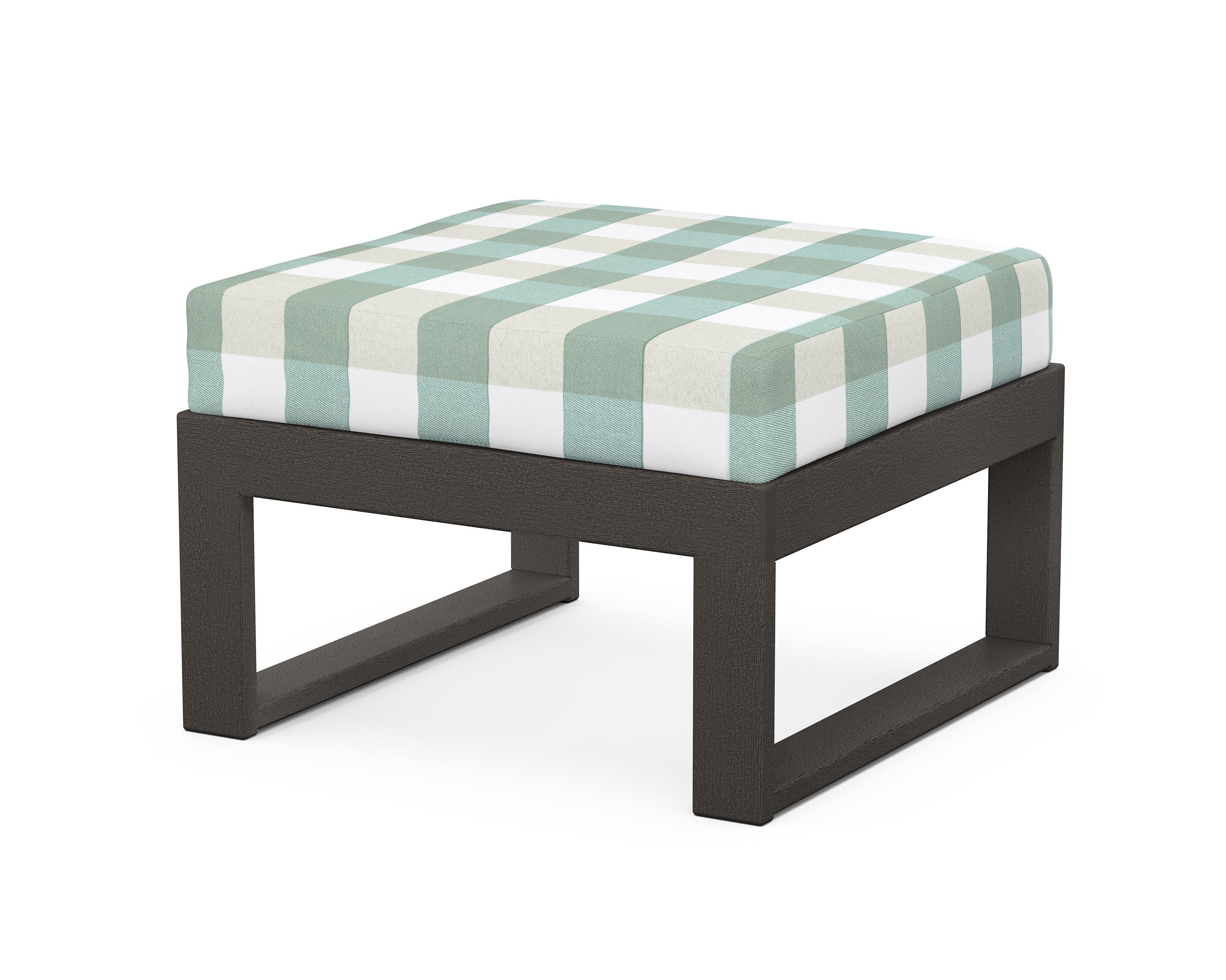 Unbranded Modular Ottoman - Modern in Vintage Coffee / Buffalo Plaid Glacier Spa