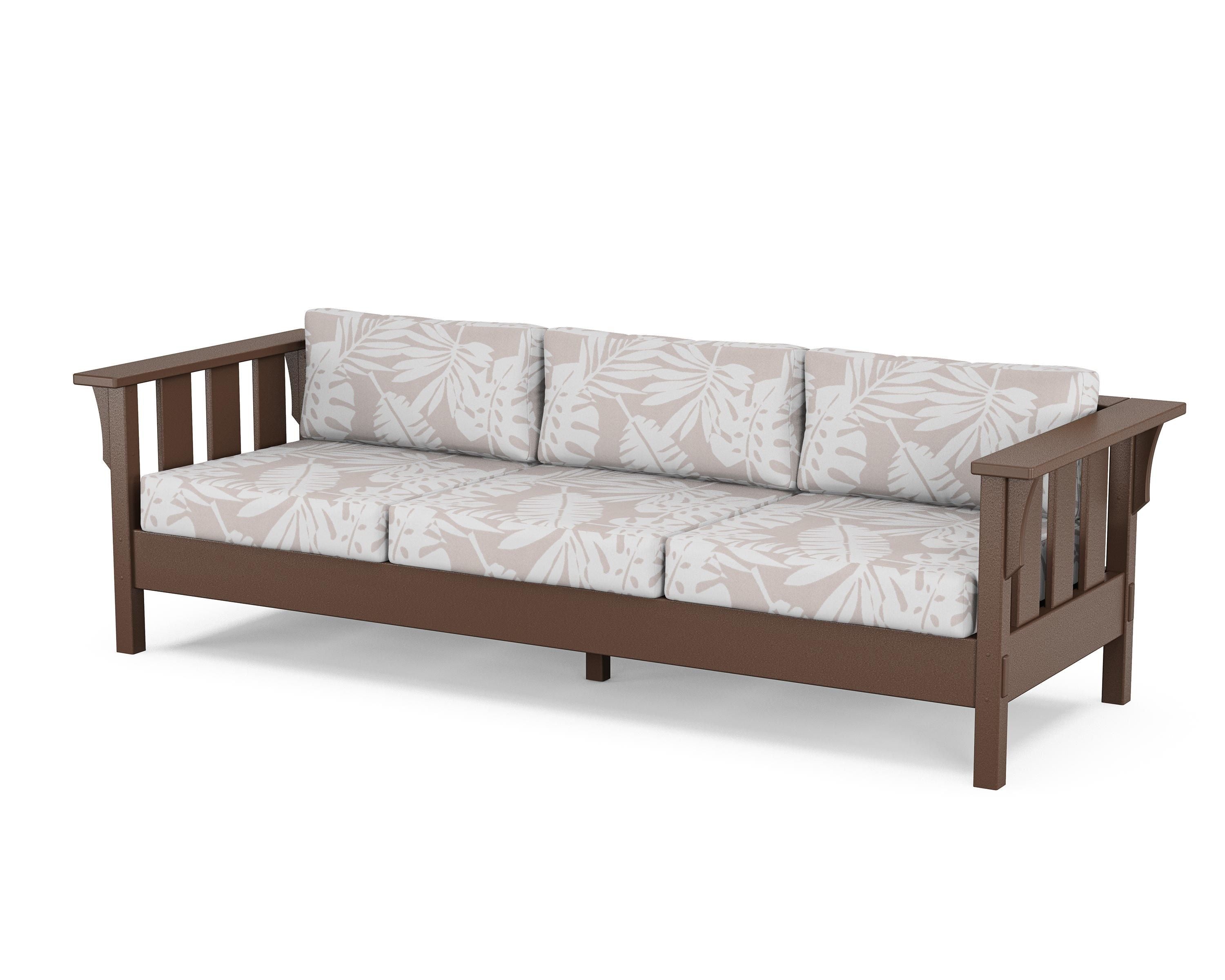 Martha Stewart by POLYWOOD® Acadia Deep Seating Sofa in Mahogany / Leaf Dune Burlap