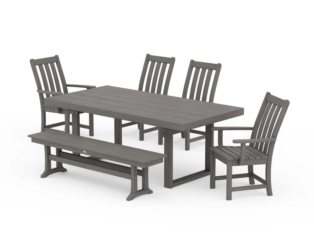Vineyard 6-Piece Dining Set with Bench