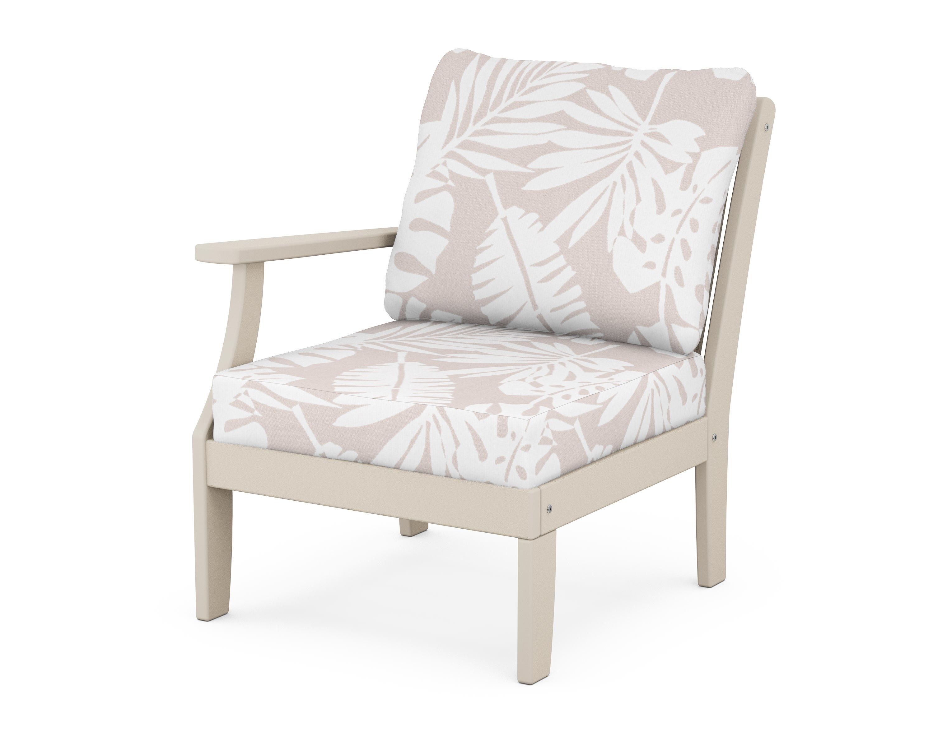 POLYWOOD® Braxton Modular Left Arm Chair in Sand / Leaf Dune Burlap