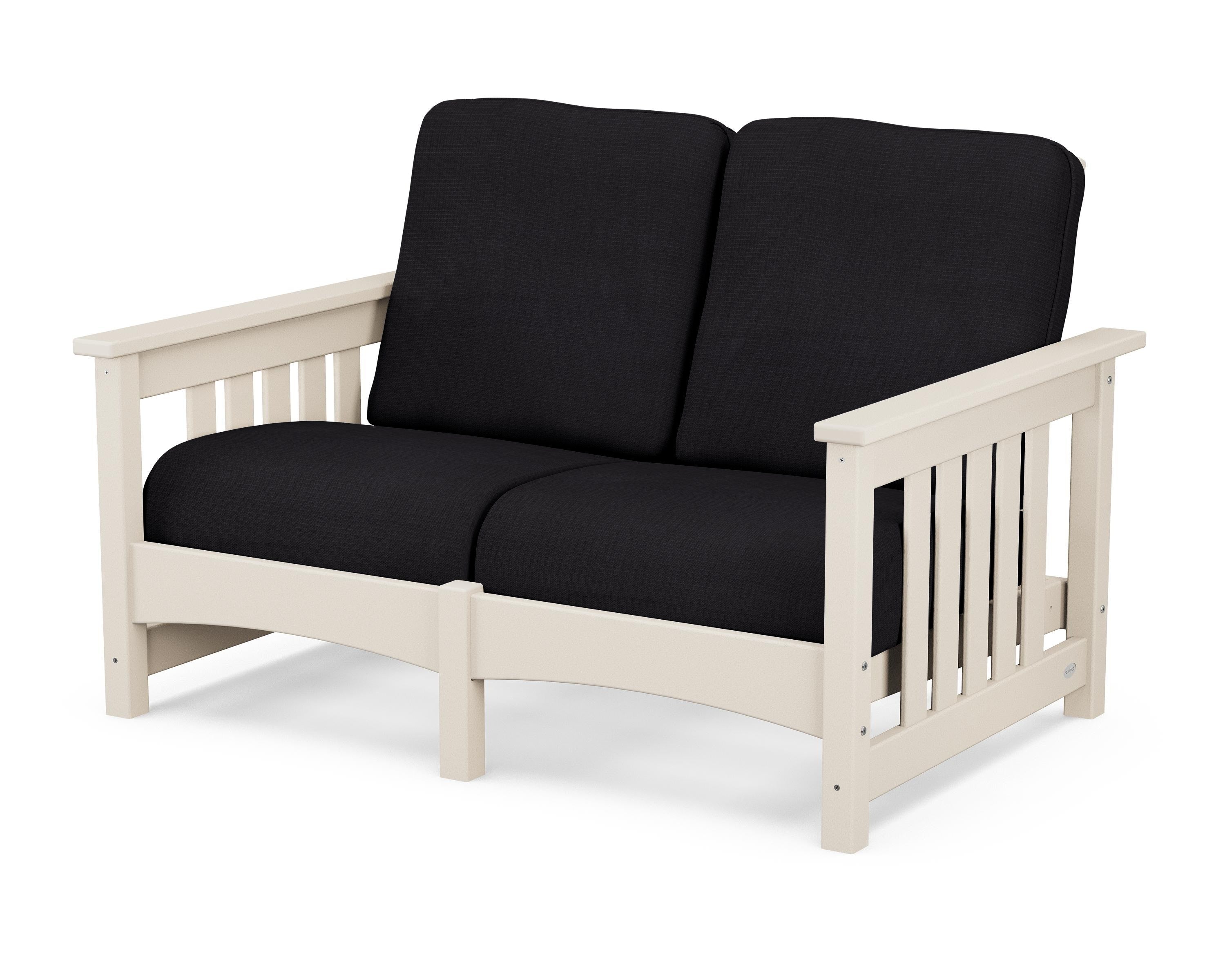 POLYWOOD® Club Mission Loveseat in Sand / Midnight Linen