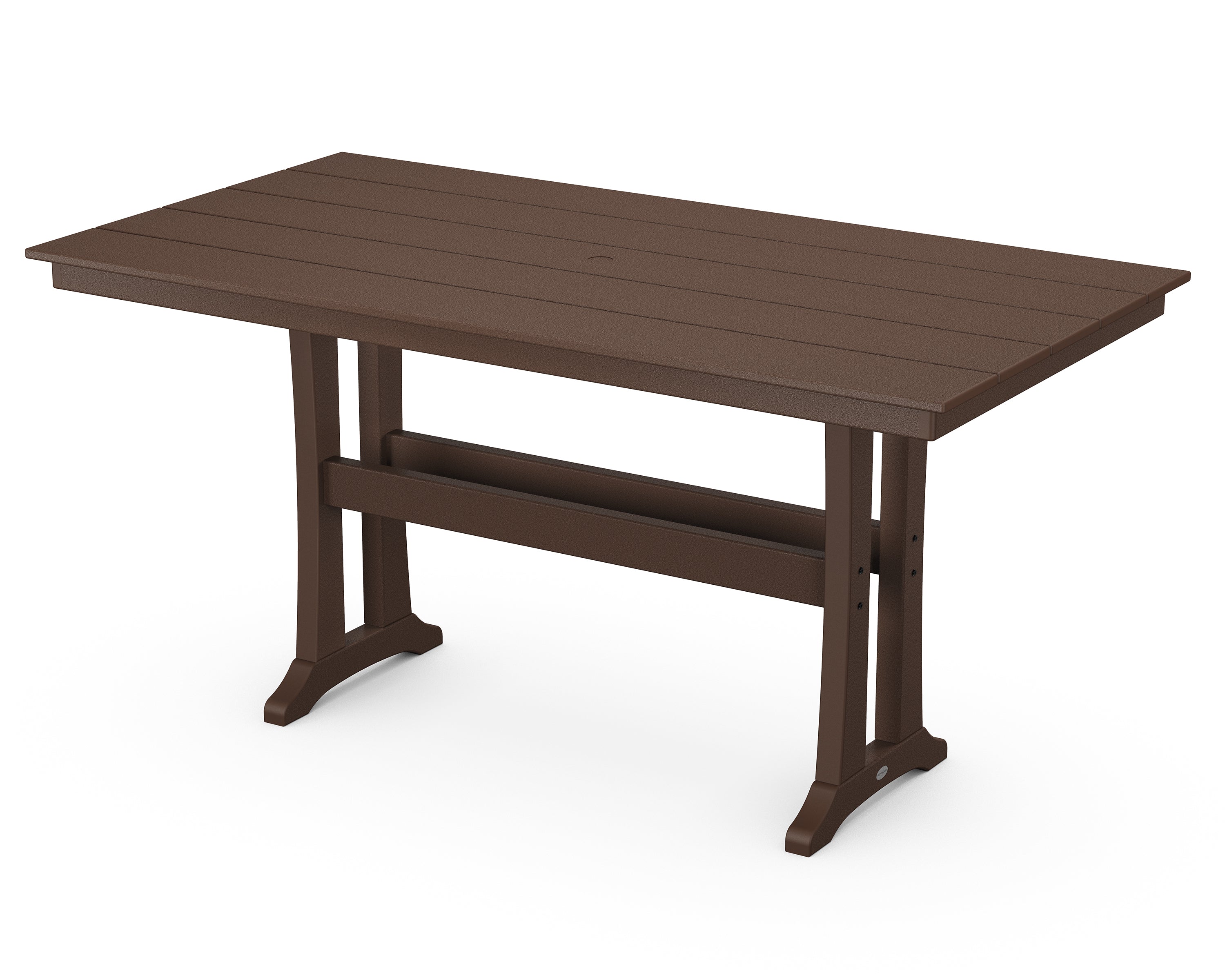 POLYWOOD® Farmhouse Trestle 37" x 72" Counter Table in Mahogany
