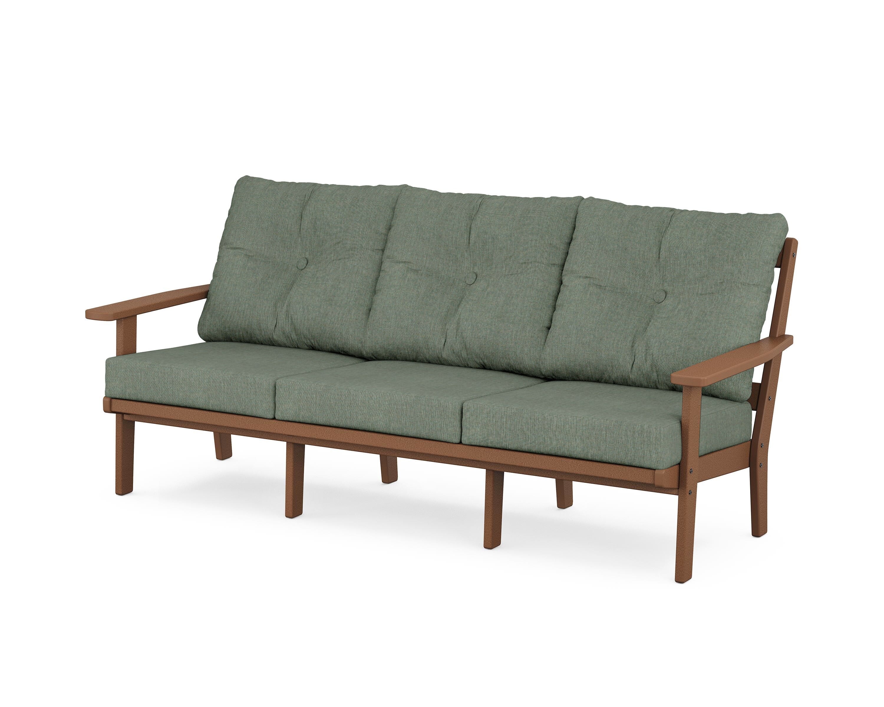 POLYWOOD® Oxford Deep Seating Sofa in Teak / Cast Sage