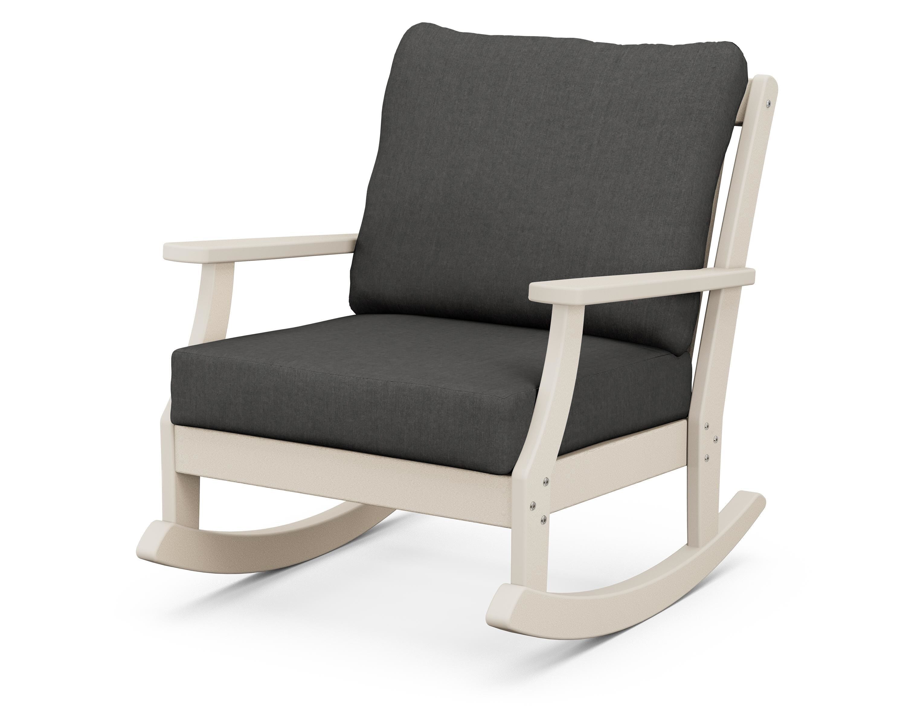 POLYWOOD® Braxton Deep Seating Rocking Chair in Sand / Spectrum Carbon